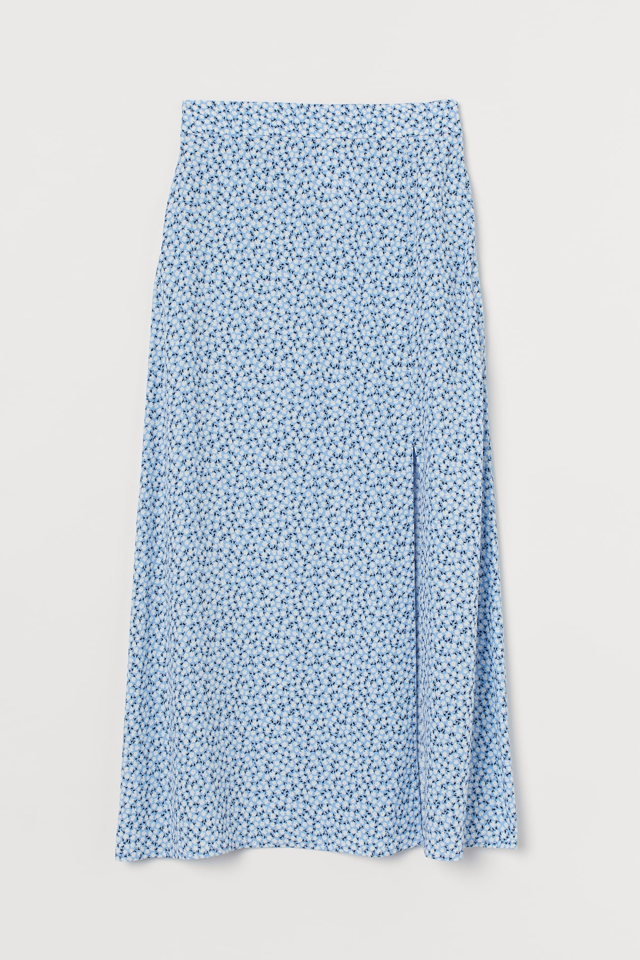 Viscose Skirt - High waist - Midi - Light blue/floral - Ladies | H&M US