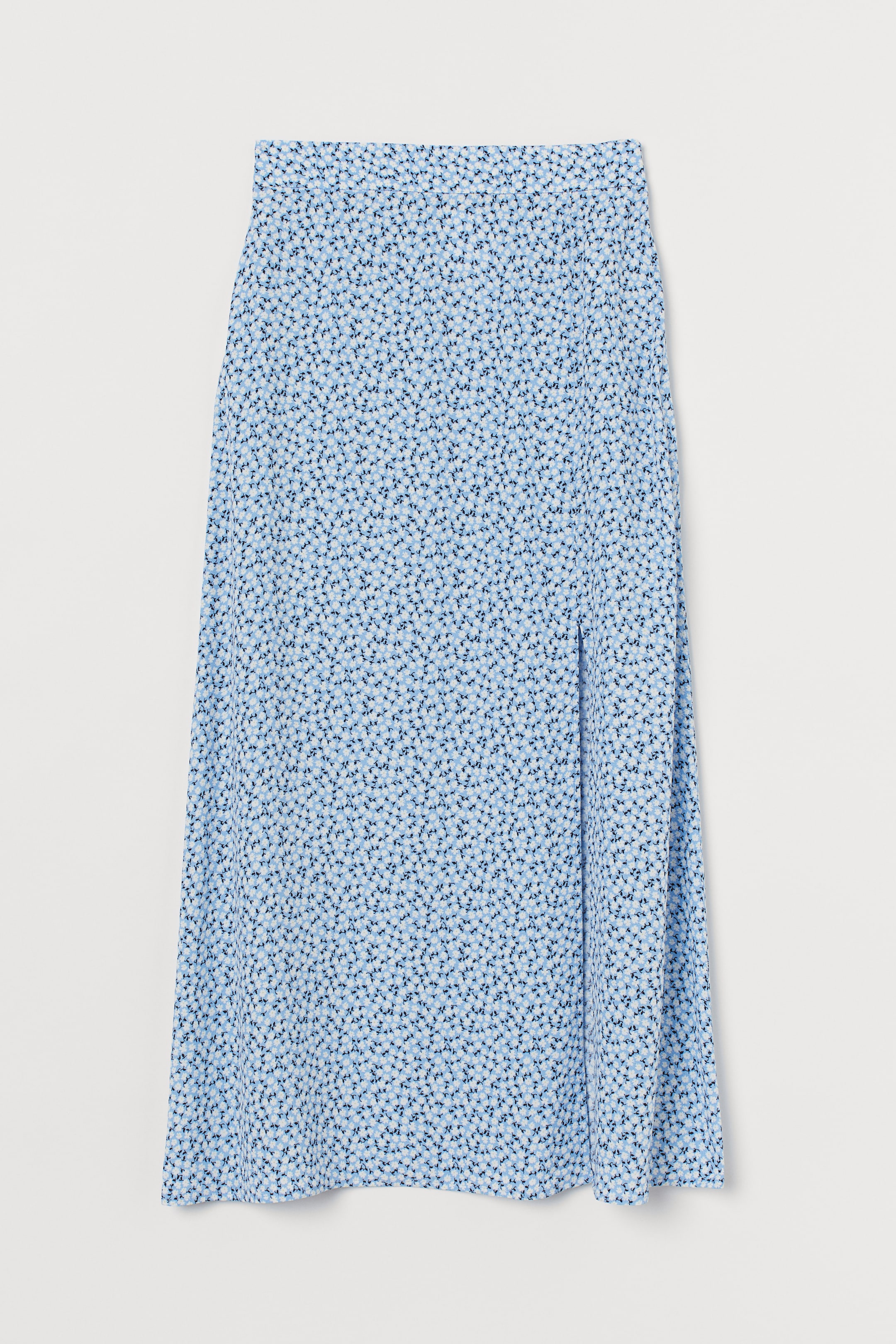 Viscose skirt - High waist - Midi - Light blue/Floral - Ladies | H&M GB