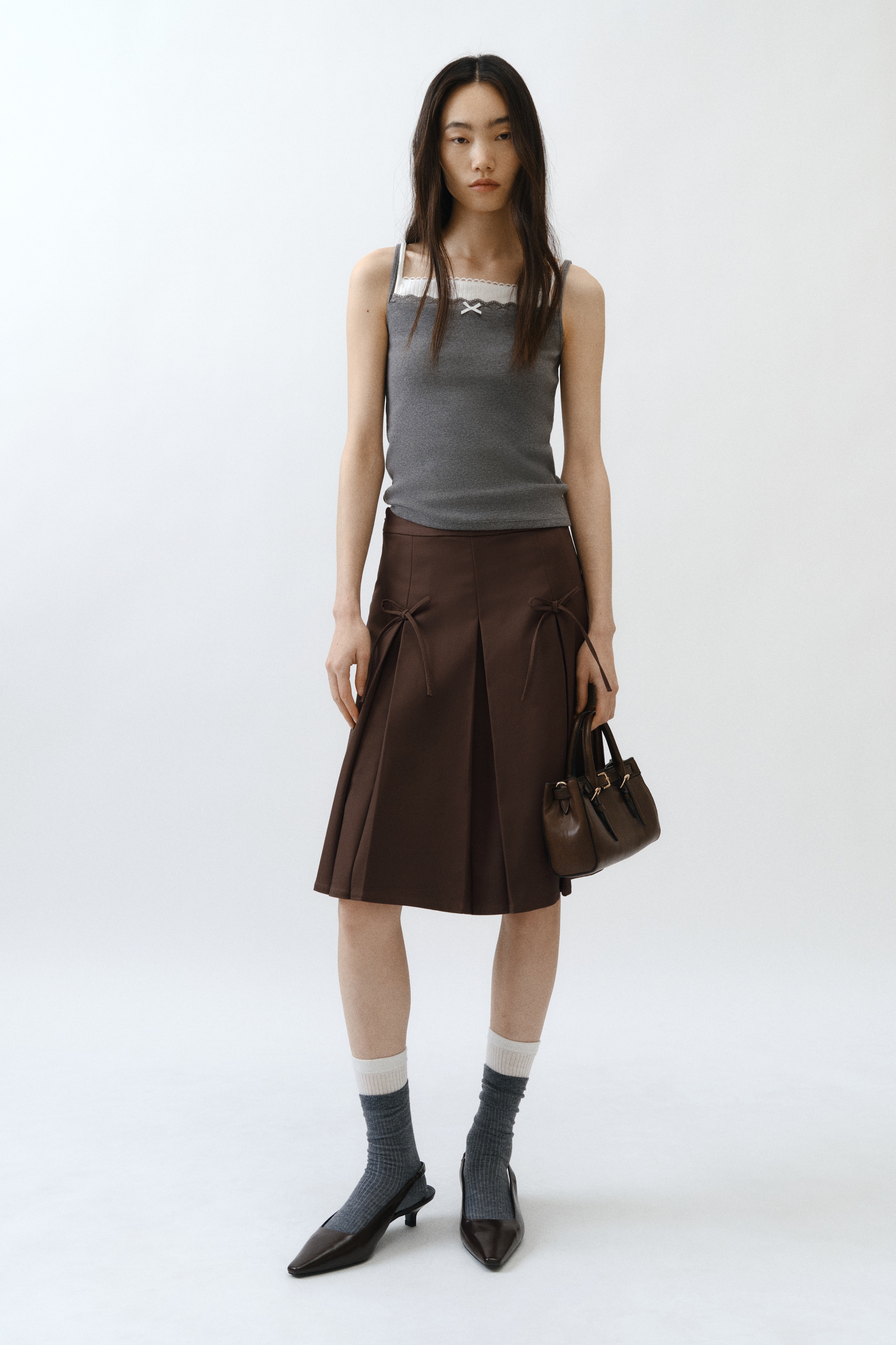【美品/オンライン完売】 モヘアブレンドミニスカート ブラウン アーガイル 美品/オンライン完売】h&m モヘアブレンドミニスカート ブラウン