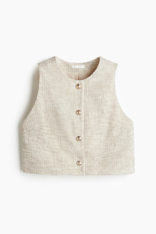 Bouclé jersey waistcoat - Light beige marl/Black marl/Black - 1