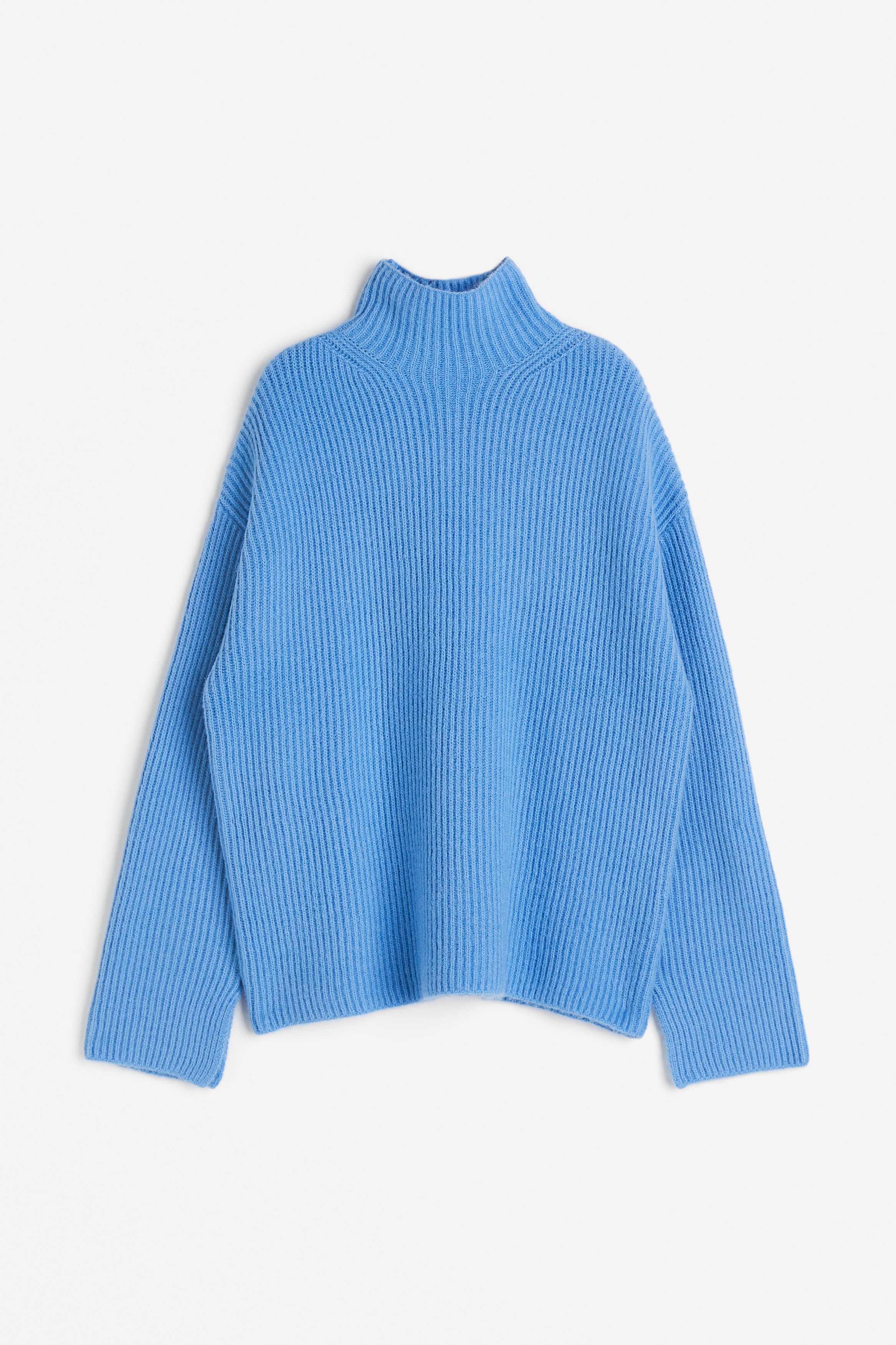 リブニット ハイネックセーター - ブルー - レディース | H&M JP