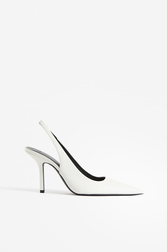 Pointed slingback court shoes - White/Black - 1