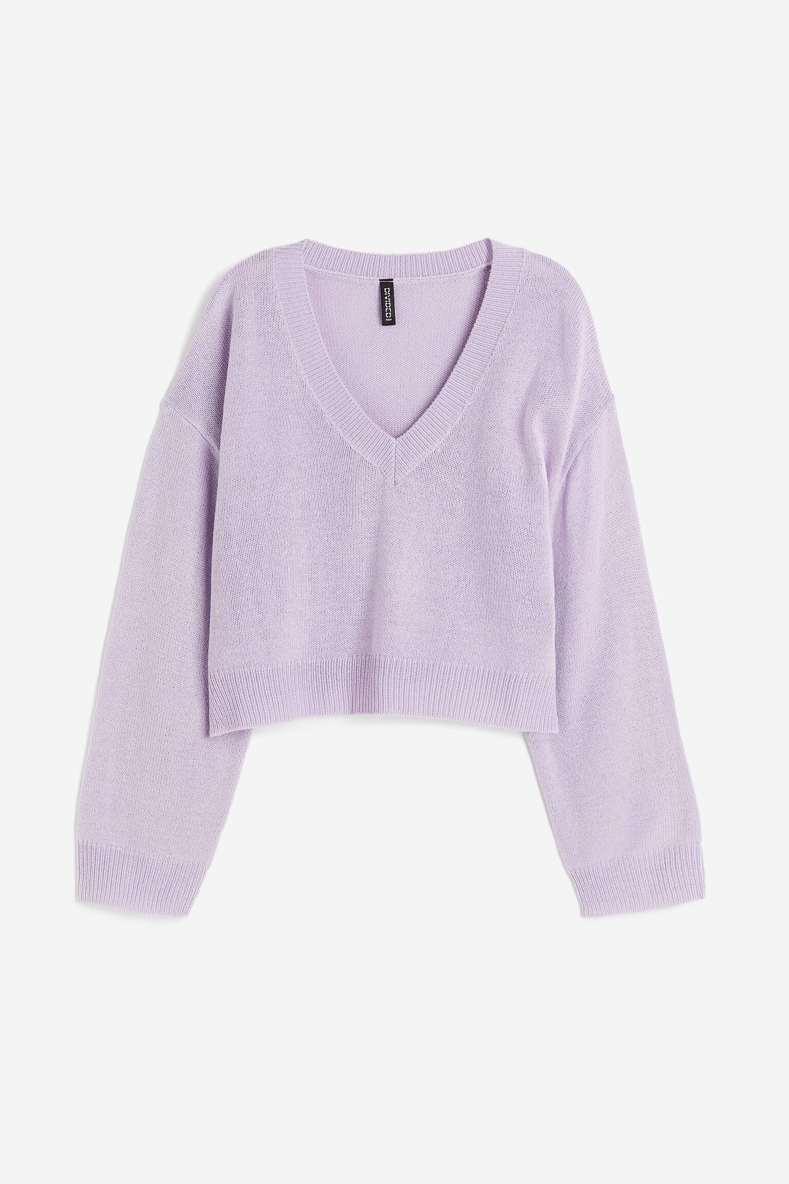 V-neck jumper - Light purple/Light green - 1