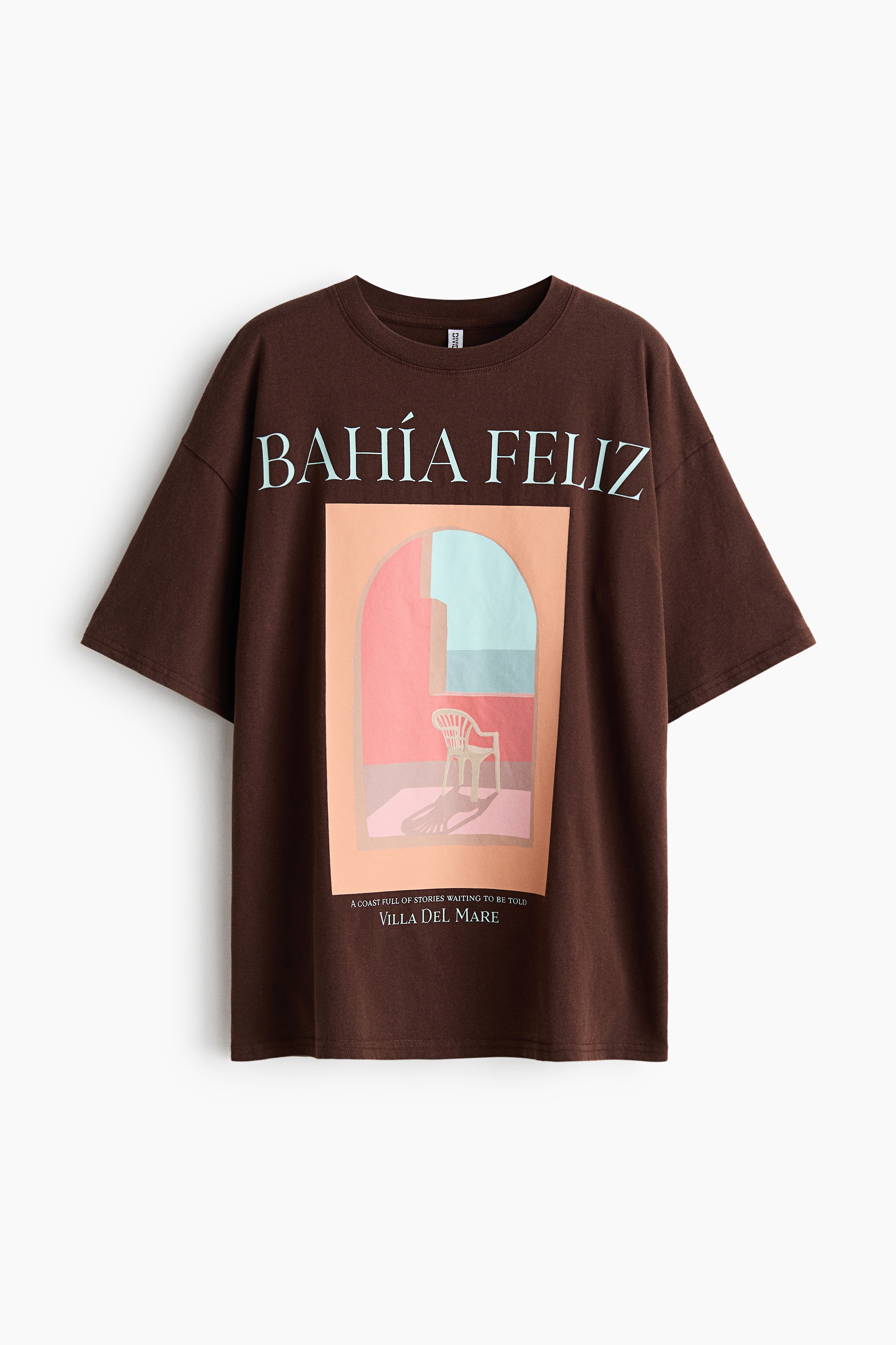 Oversized T-Shirt mit Print-Dunkelbraun/Bahía Feliz
