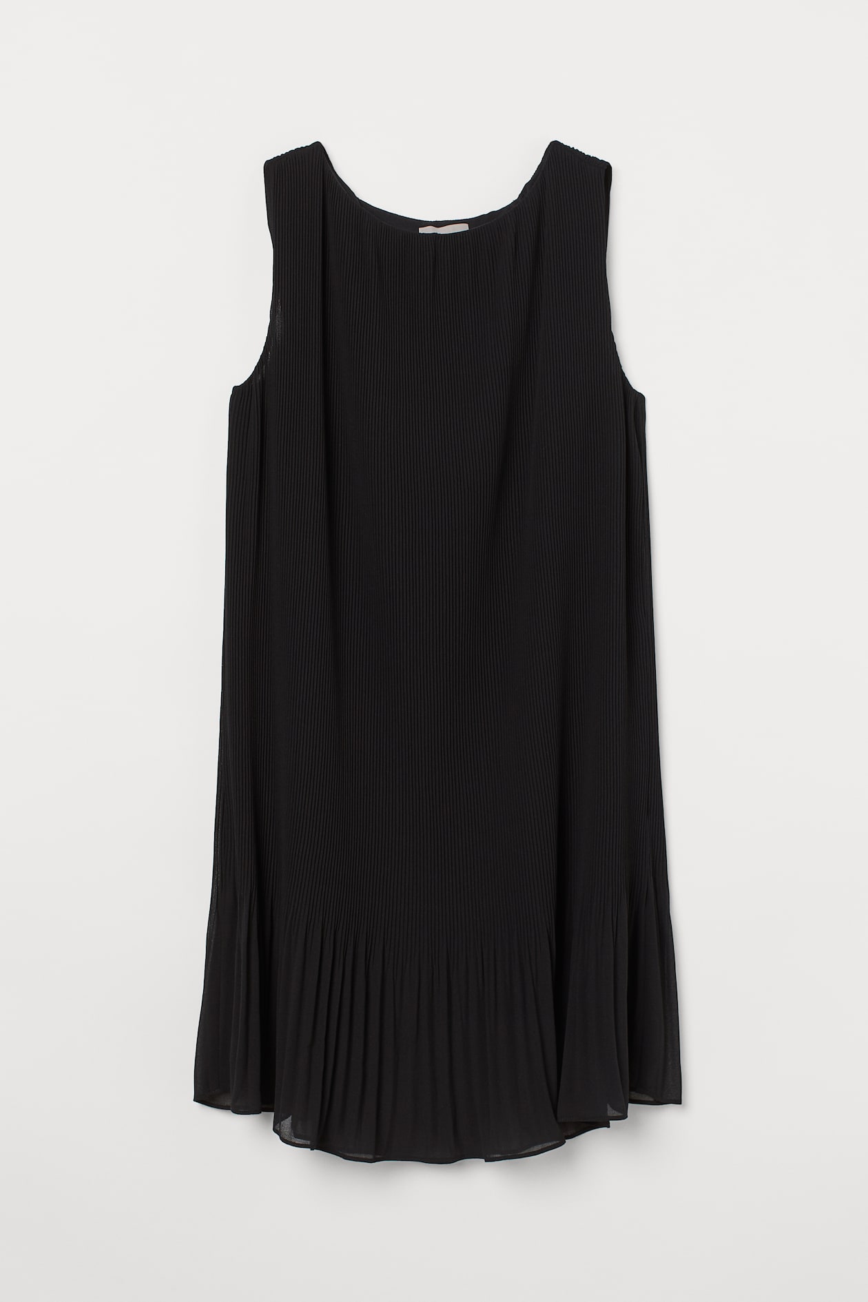 Pleated Dress - Round Neck - Sleeveless - Black - Ladies | H&M US