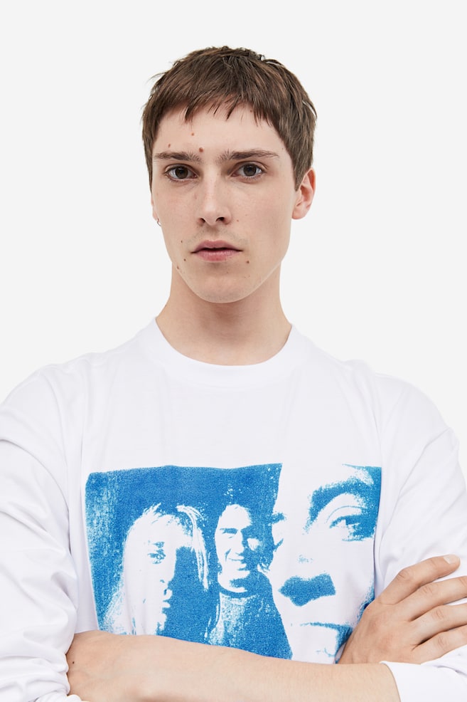 Jerseyshirt mit Print Relaxed Fit - Weiß/Nirvana/Beige/Snoopy - 4
