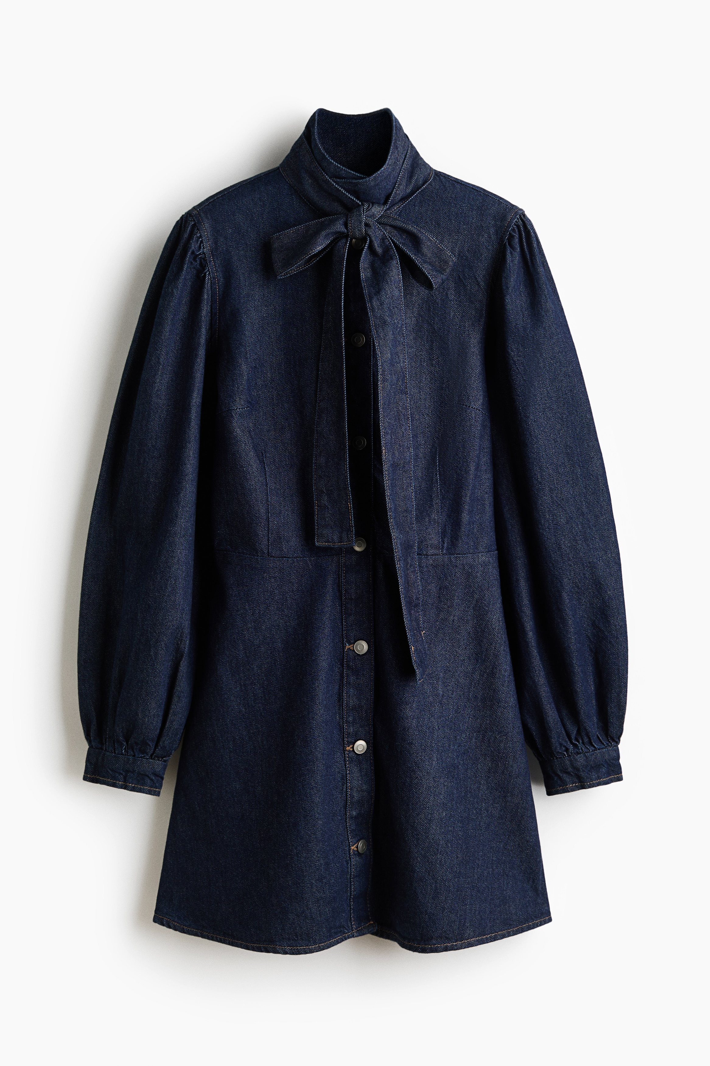 Vestido denim con lazada - Azul denim oscuro