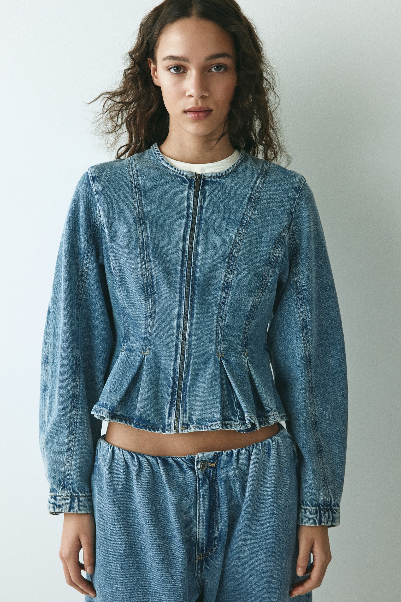 חולצת פפלום ג'ינס - כחול ג'ינס - 4