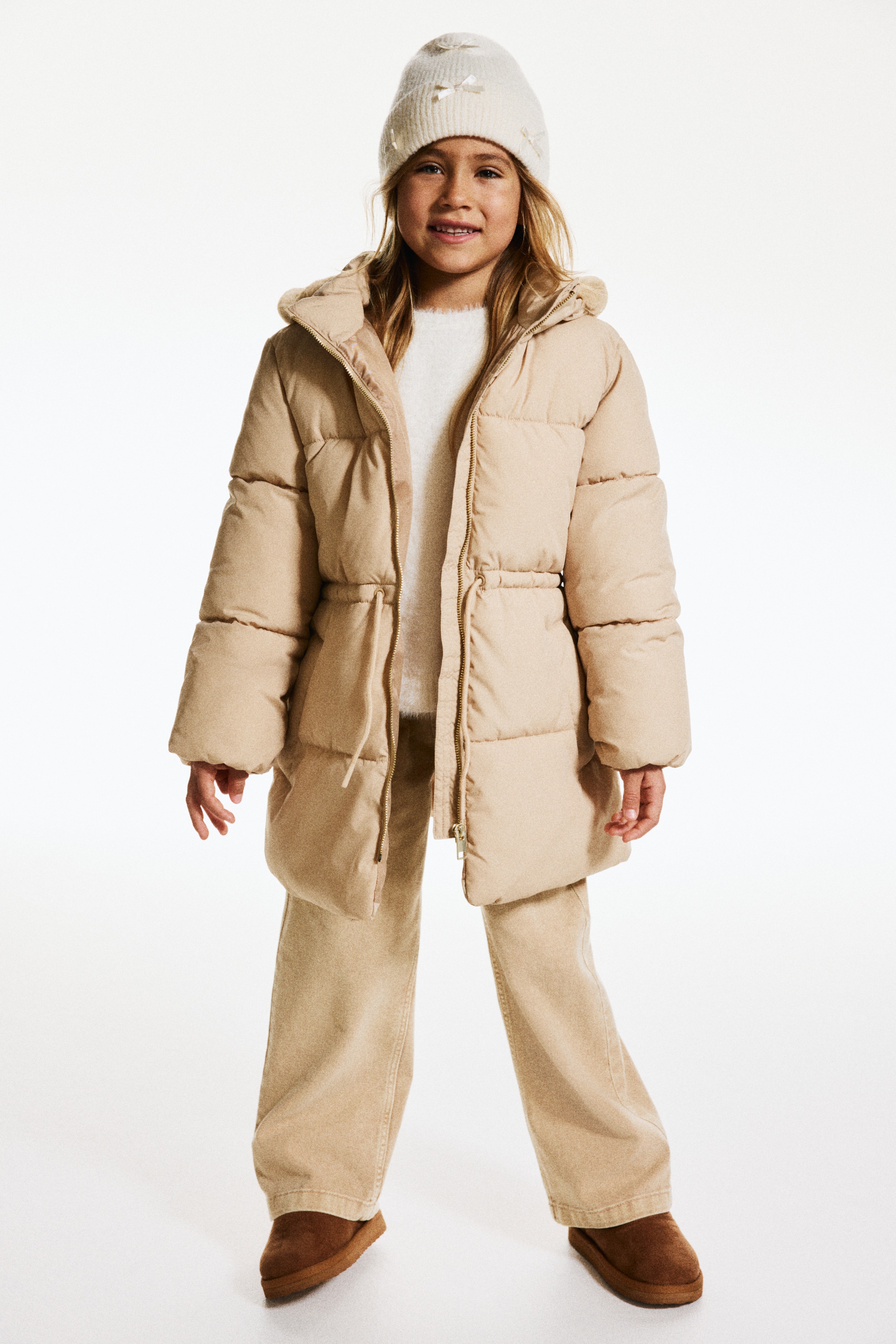 Hooded Puffer Jacket - Beige - Kids | H&M US Hooded Puffer Jacket - Beige - Kids | H&M US