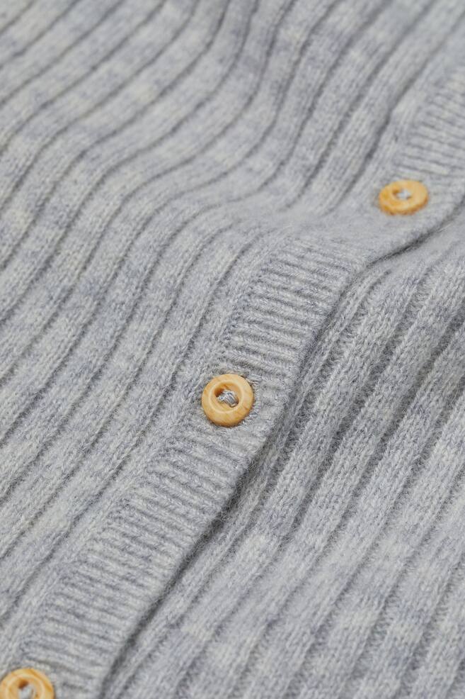 Rib-knit cashmere romper suit - Light grey marl/Brown - 2