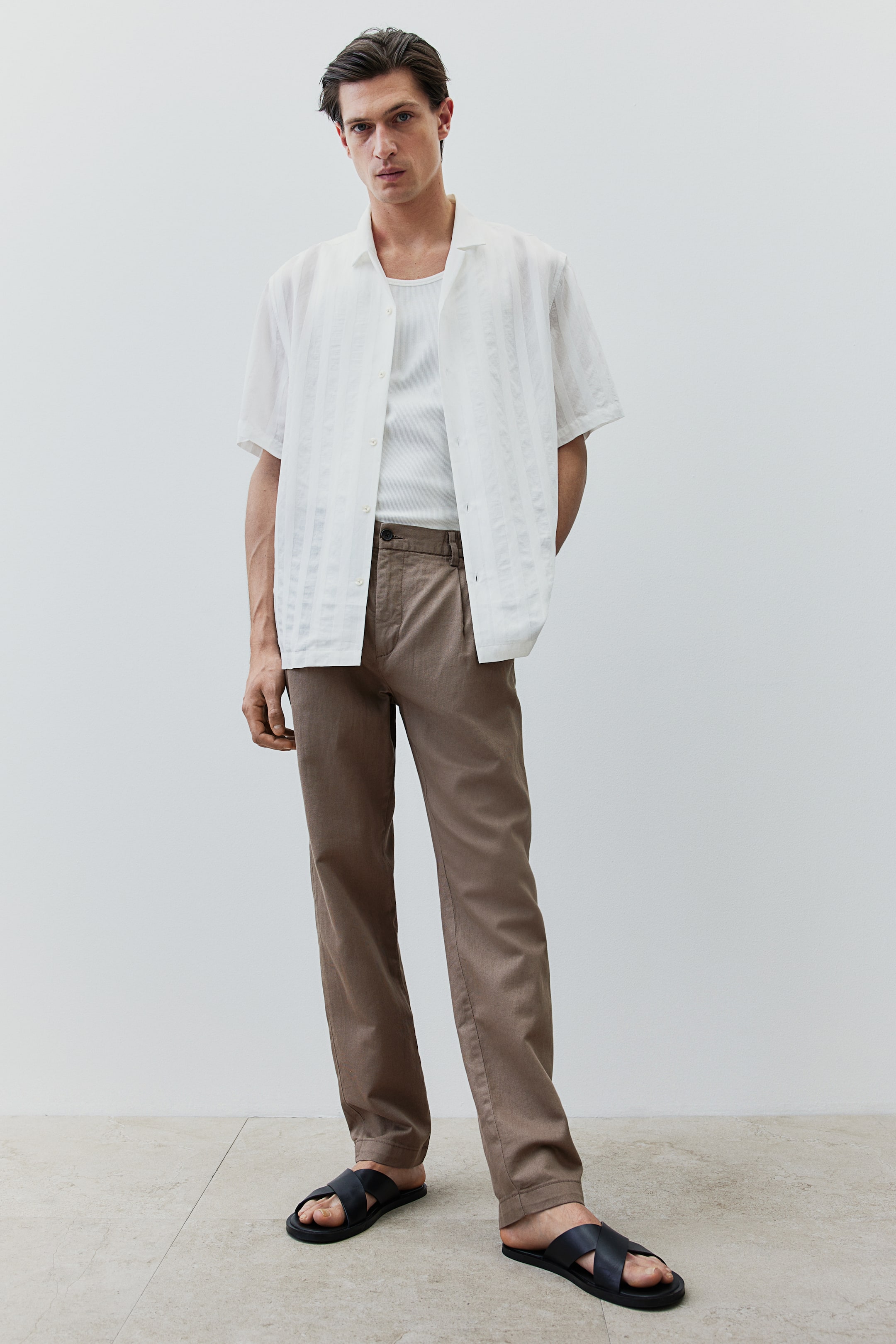 Regular Fit Linen-blend Pants