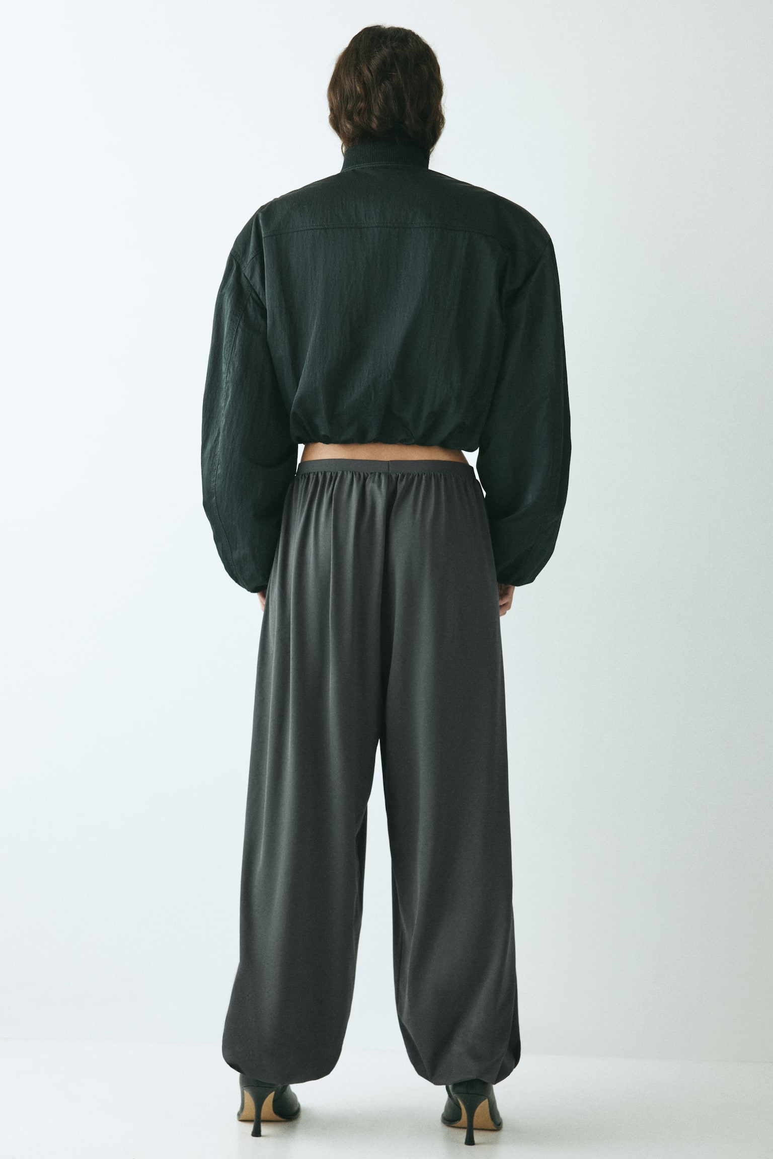 Paçaları Balon Kesimli Pantolon - Koyu gri - 5