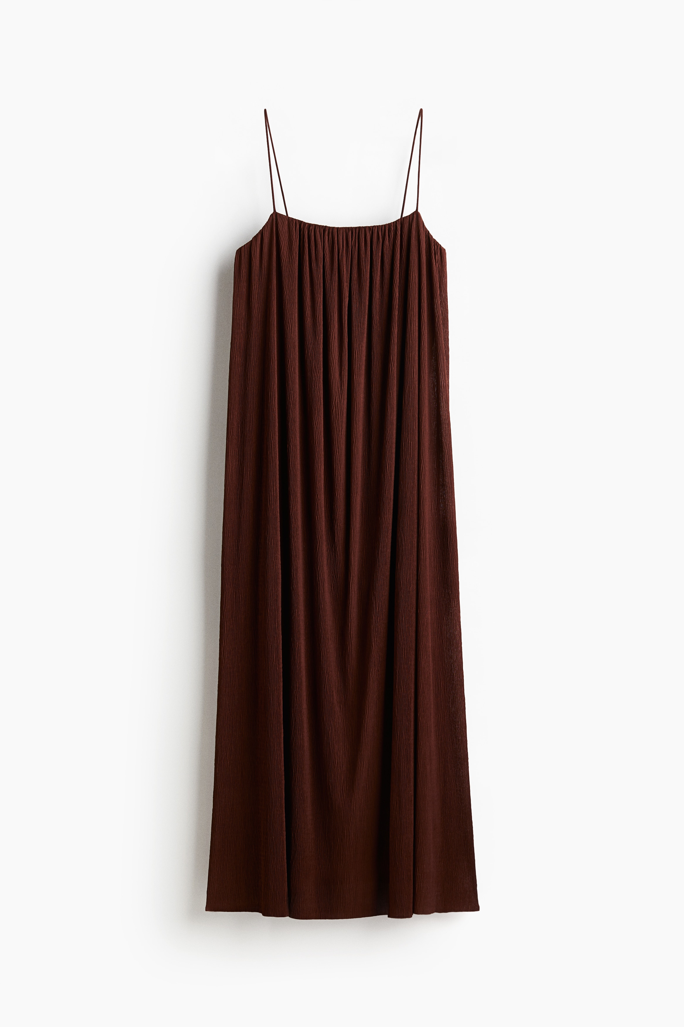 Plissé strappy dress - Dark brown/Cream/Floral