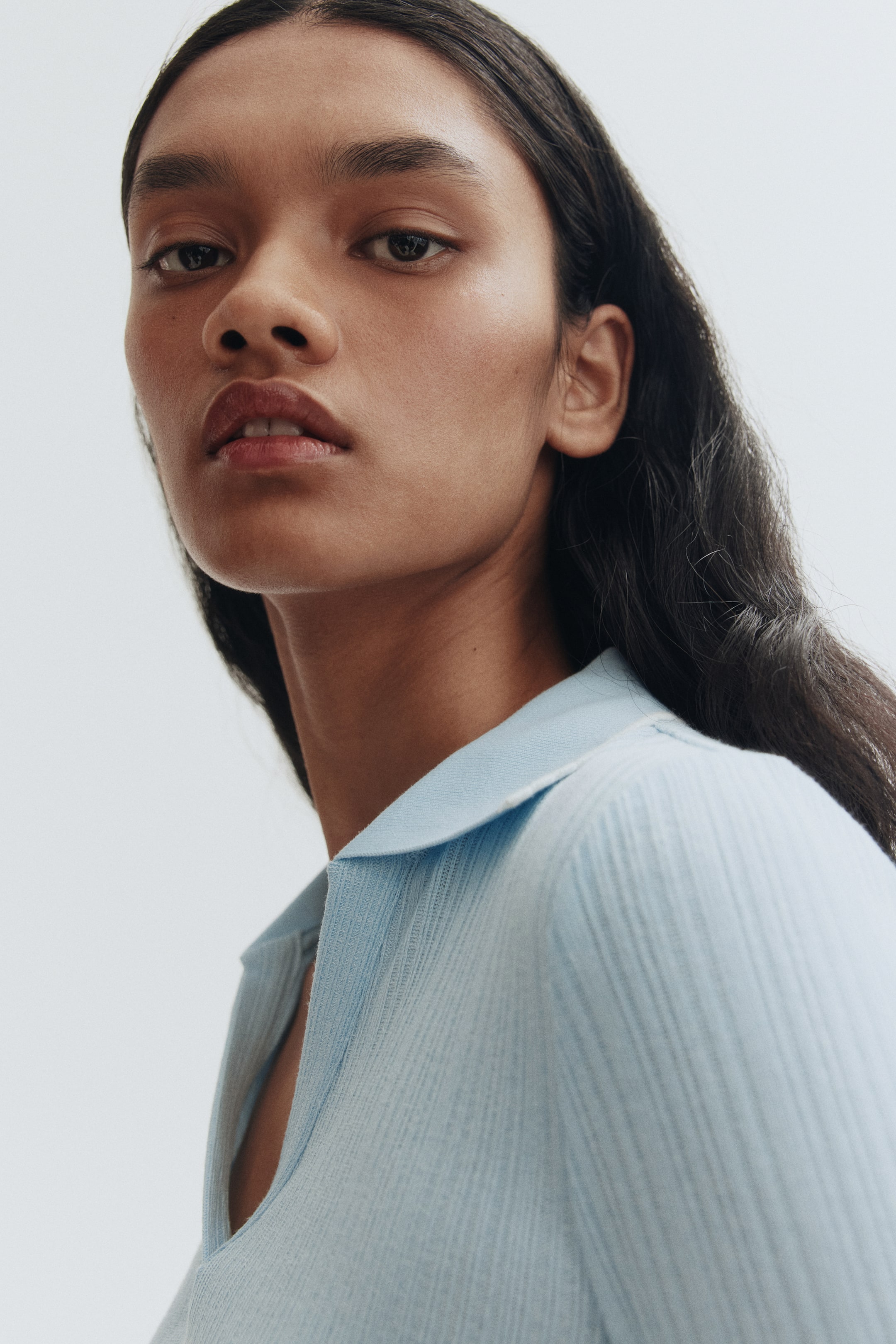 View larger image: Collared rib-knit top - Light blue - Ladies | H&M PH 4