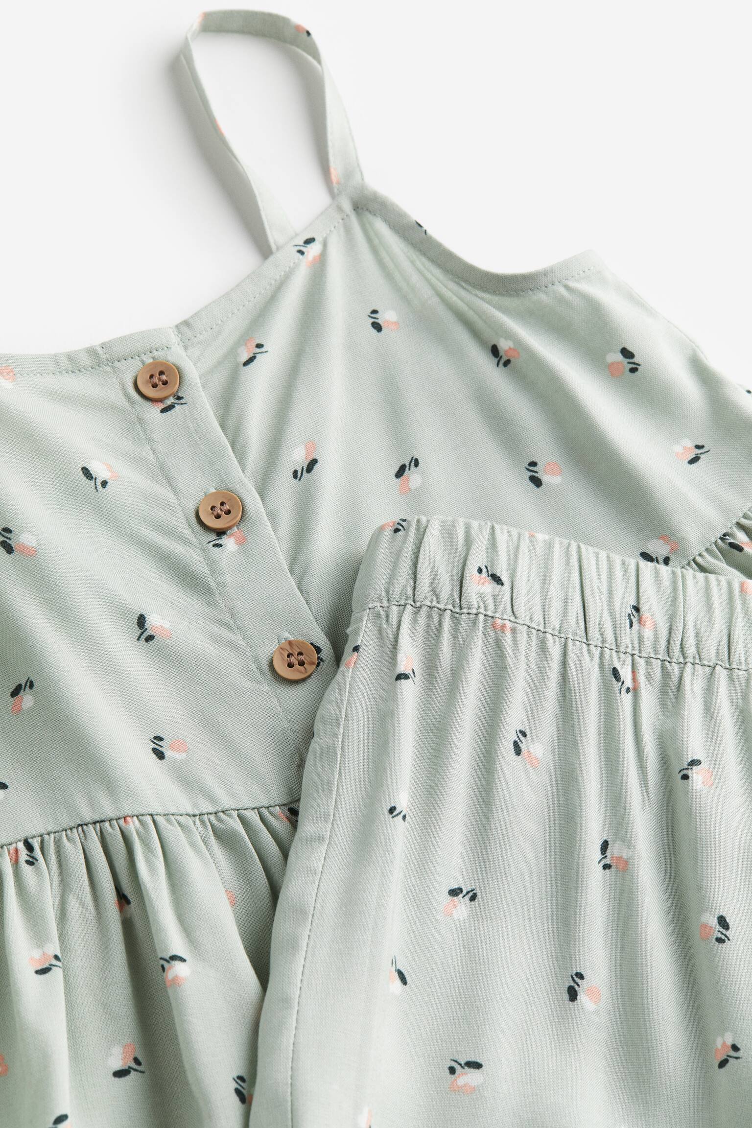 Bộ 2 món - Màu xanh lá nhạt/Hoa - 2