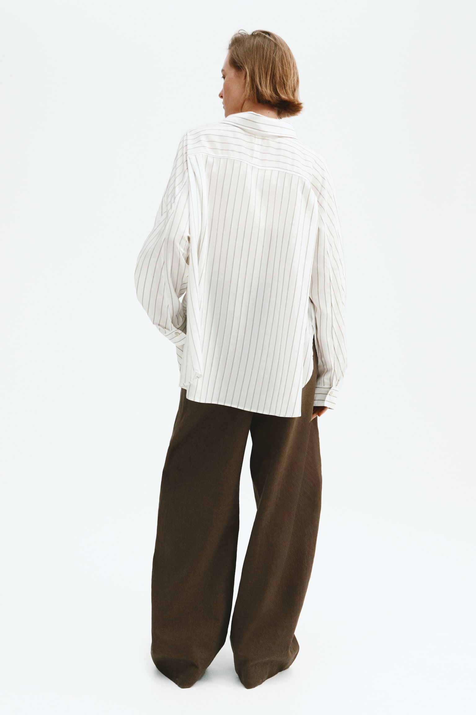 Oversized shirt - White/Striped - 5