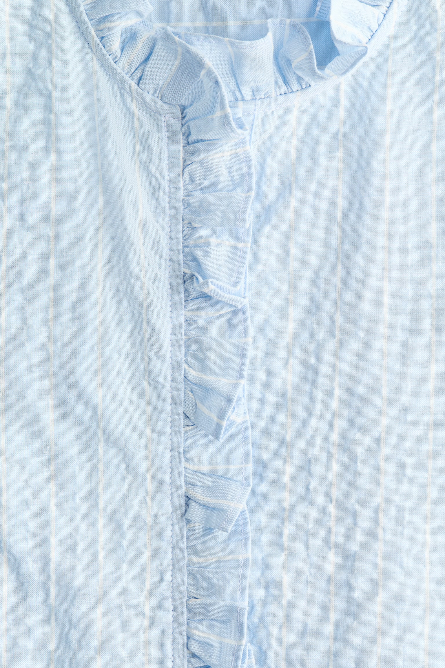 Blusa de algodón con borde de olán - Azul claro/Franjas - 3