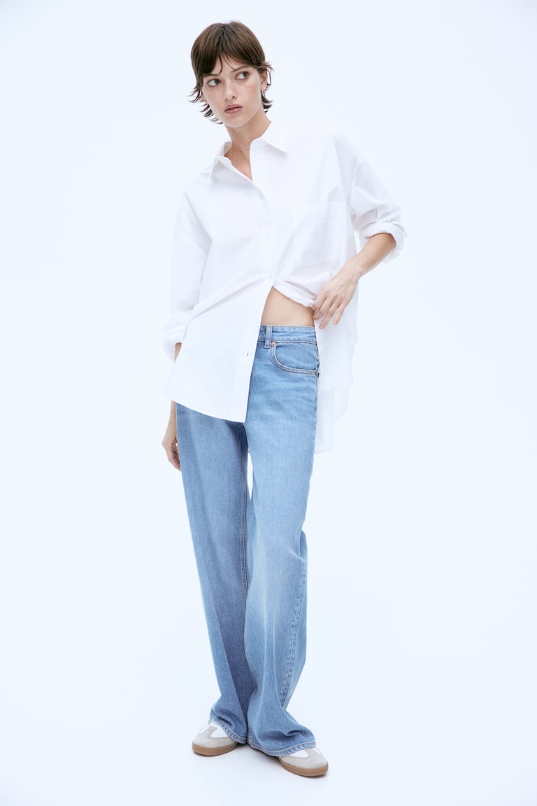 Harper High Rise Wide Leg Jeans Light denim blue Ladies H&M US