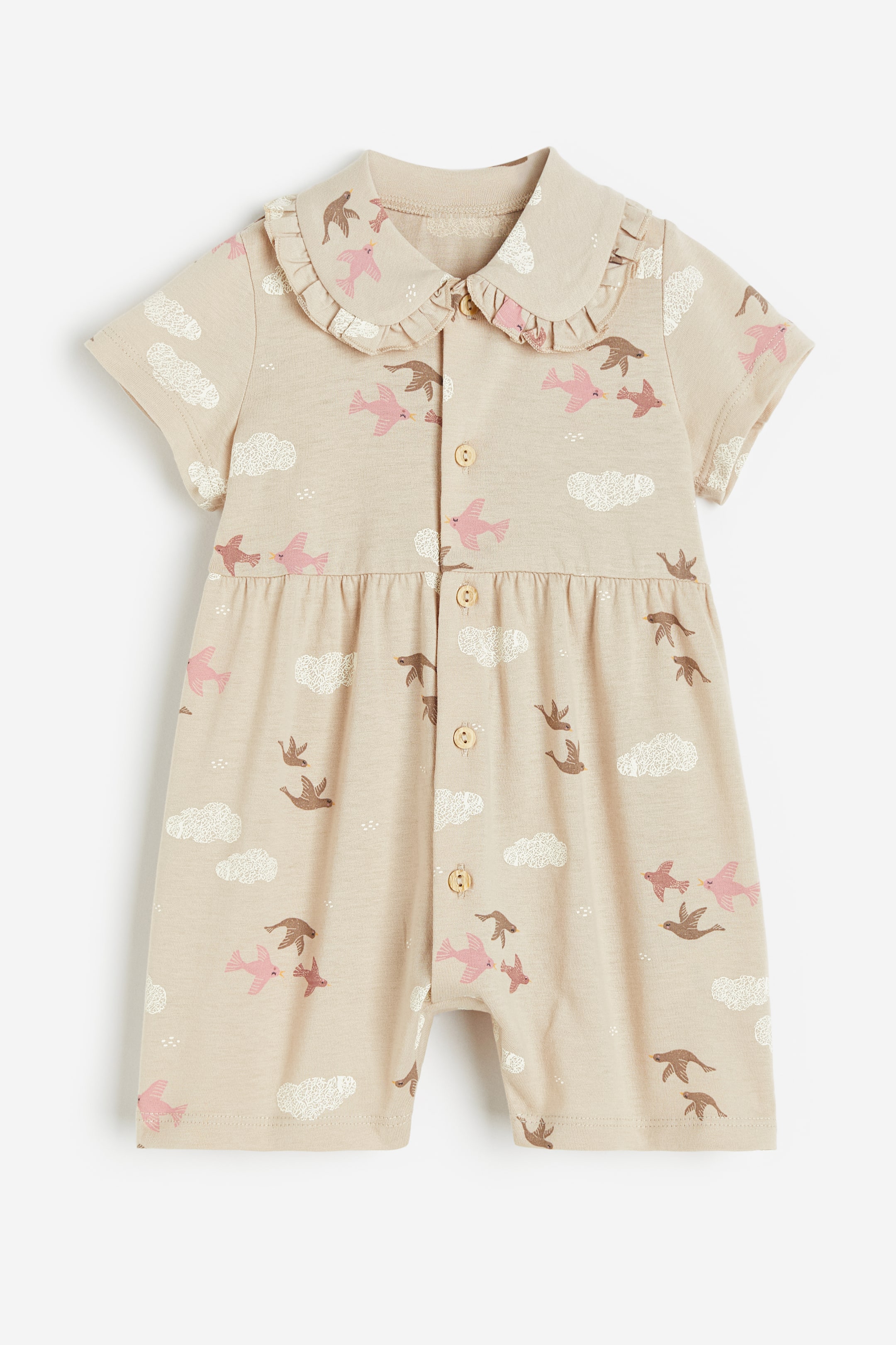 Größeres Bild ansehen: Strampler mit Kragen - Beige/Vögel - Kids | H&M DE 1