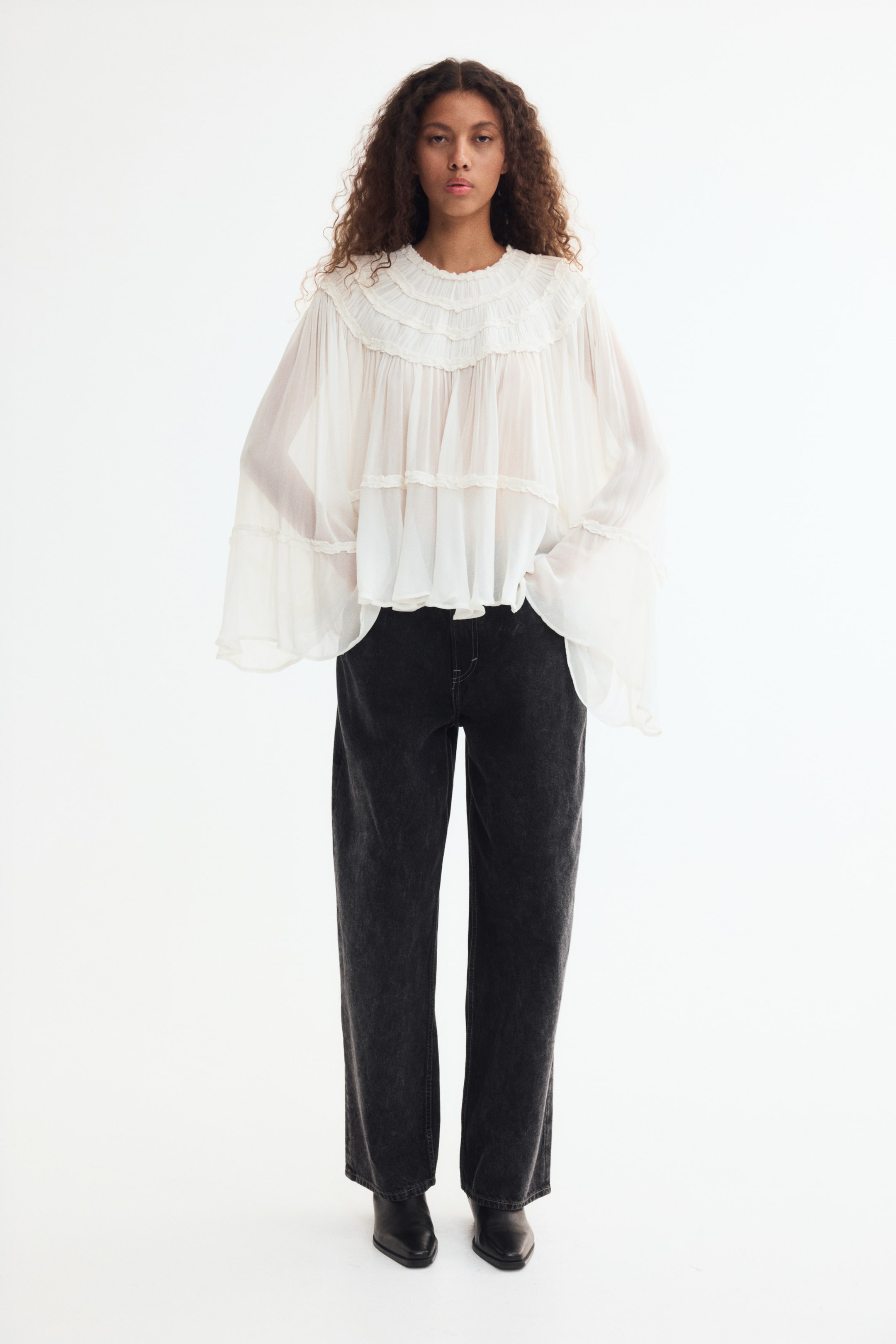 Ruffled Viscose Blouse