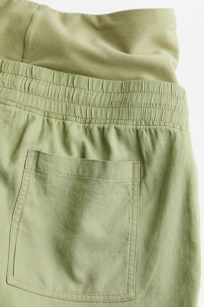 MAMA Linen-blend trousers - Khaki green/Light beige/Black - 6