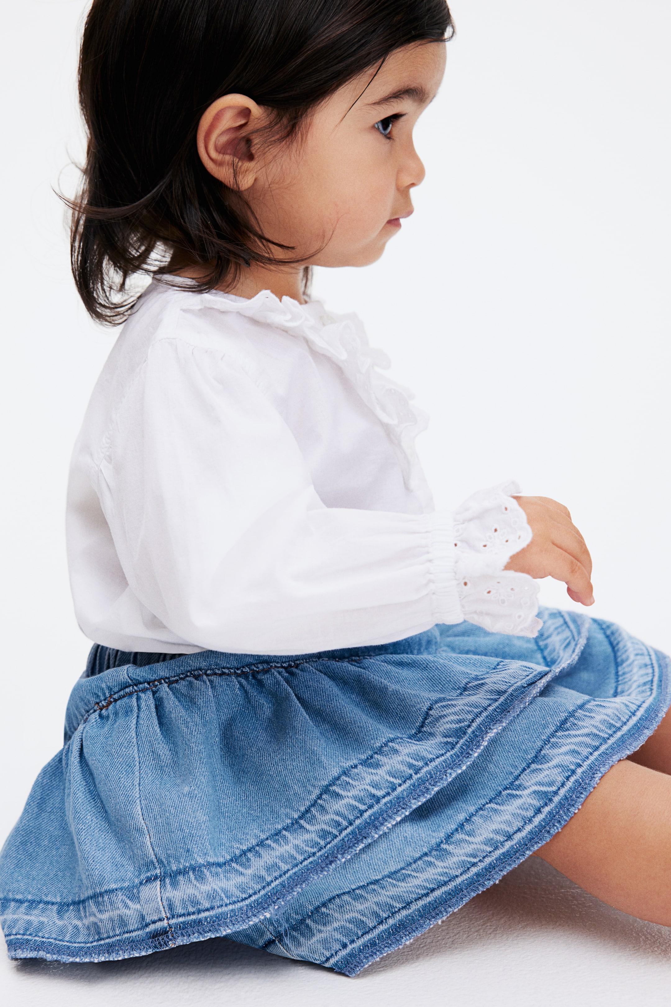 Flounced Denim Skirt