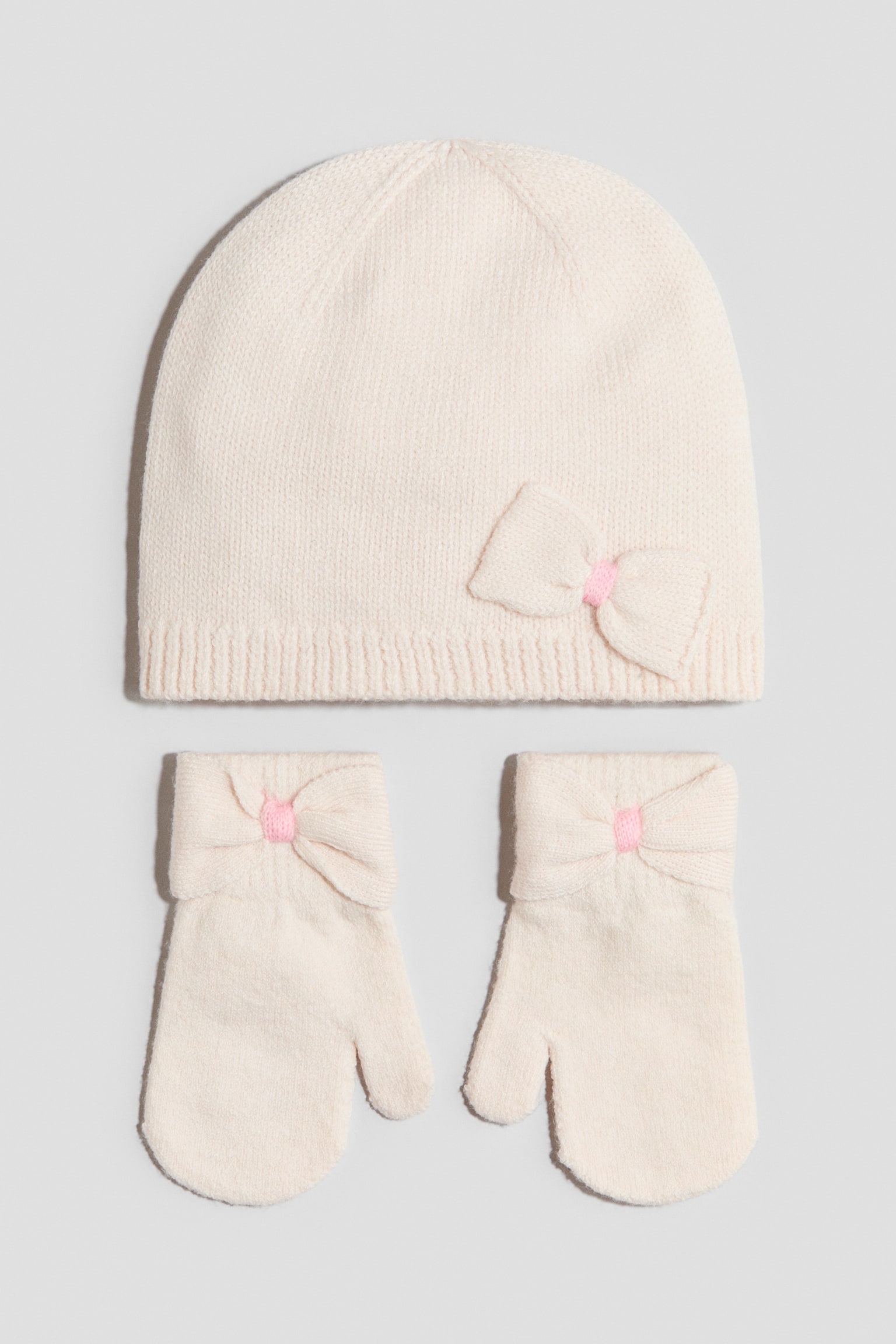 Set da 2 pezzi cuffietta e moffole - Rosa cipria