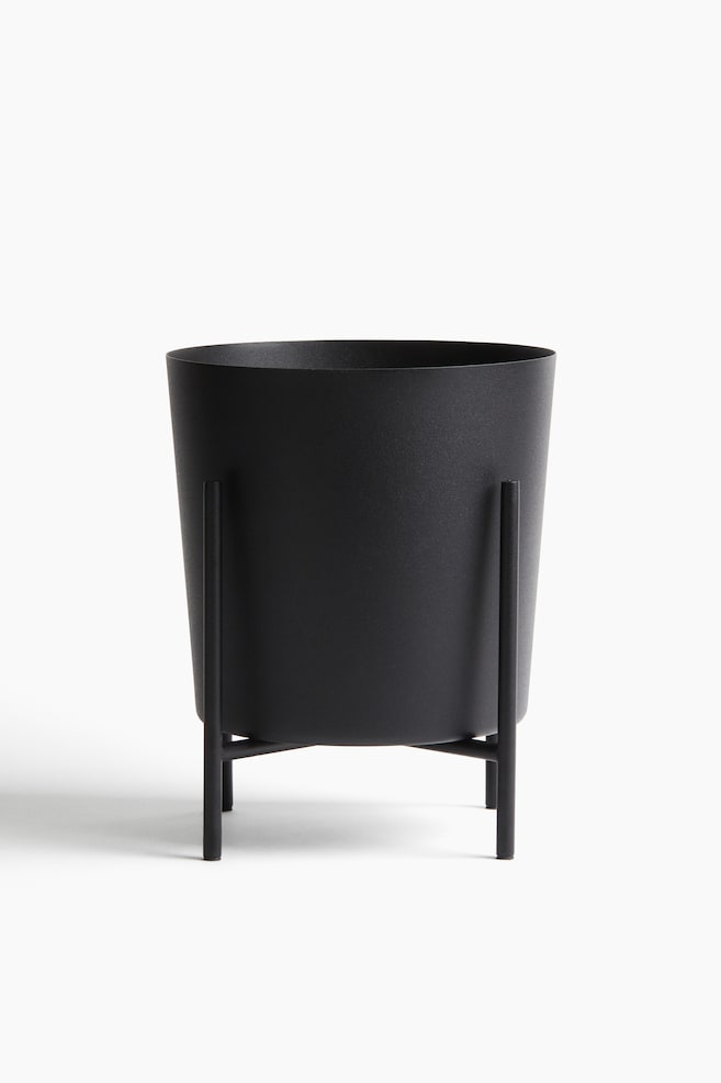 Macetero grande con soporte - Negro - 1