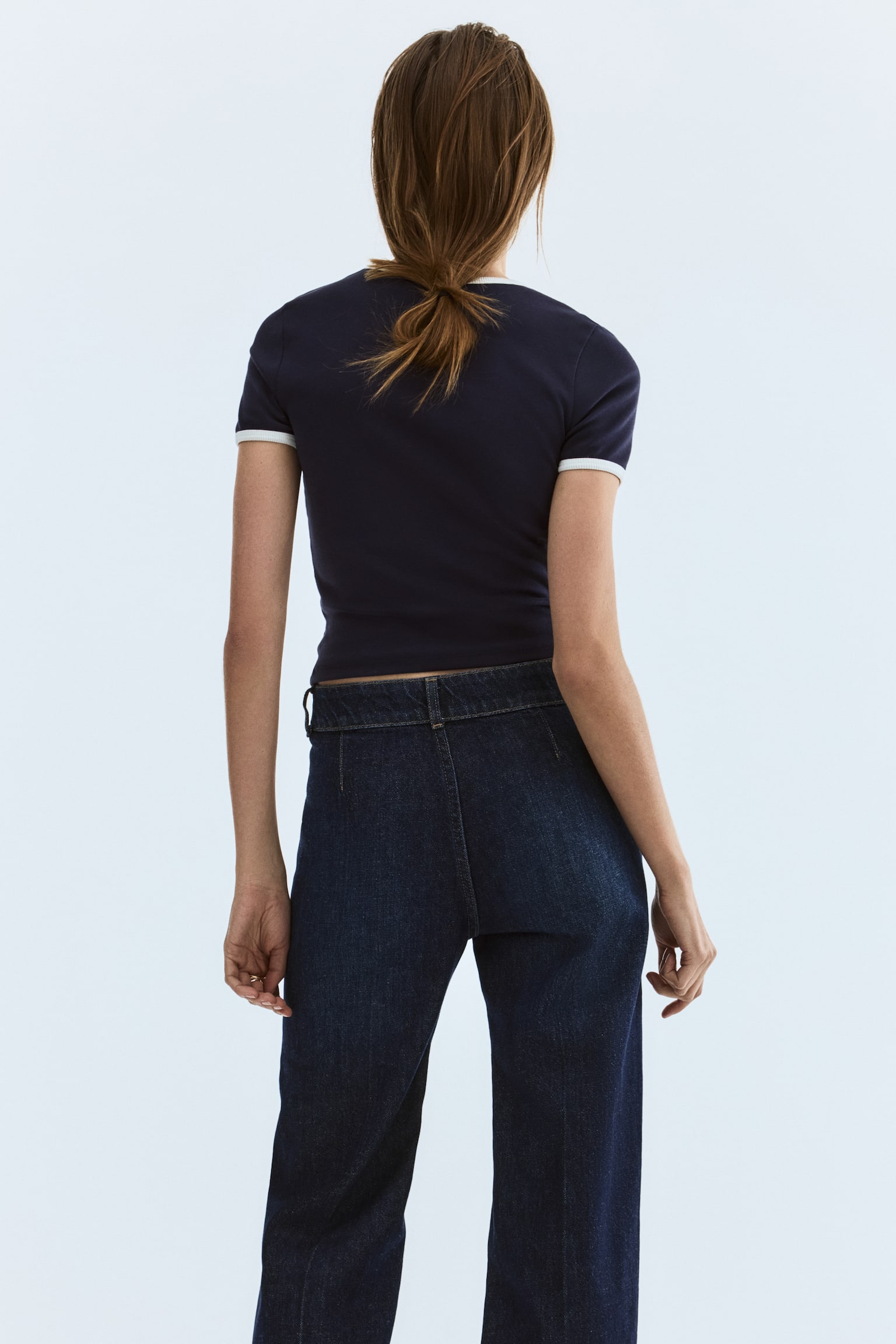 Wide High Waist Jeans - Màu xanh denim đậm/Màu trắng/Màu xanh denim nhạt/Màu xanh denim - 8