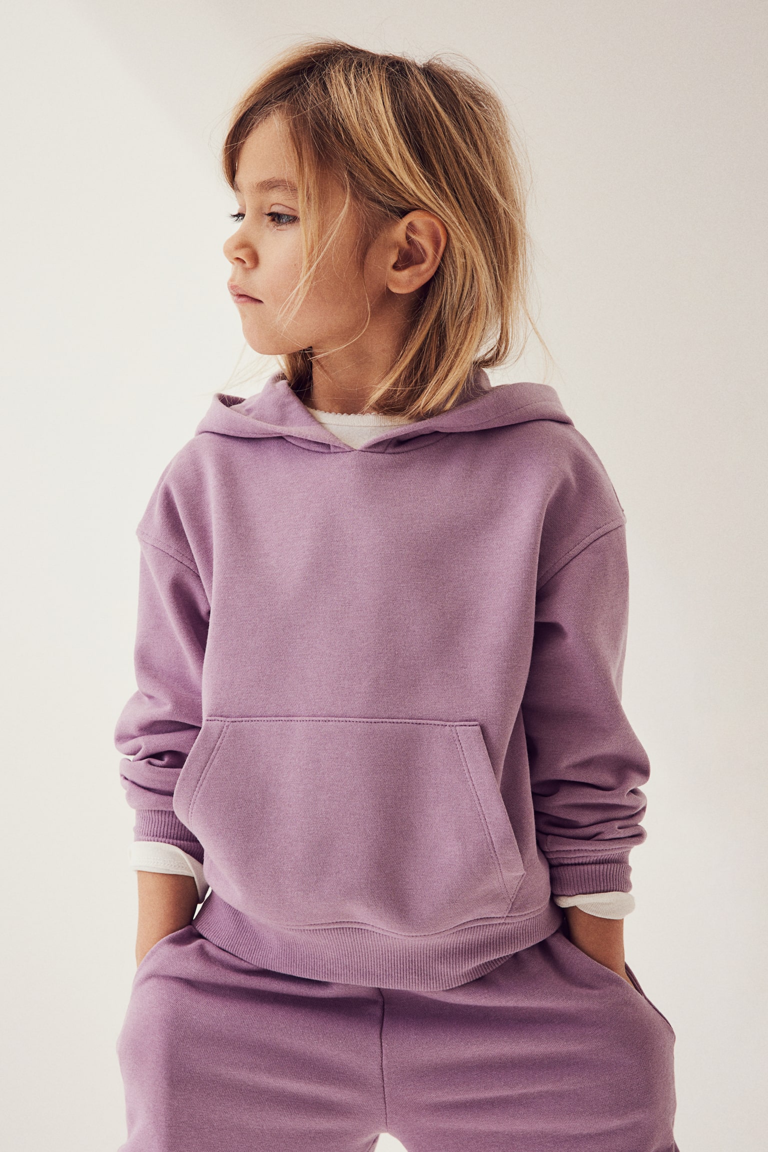 Oversized hoodie - Dusty purple/Light grey marl - 3