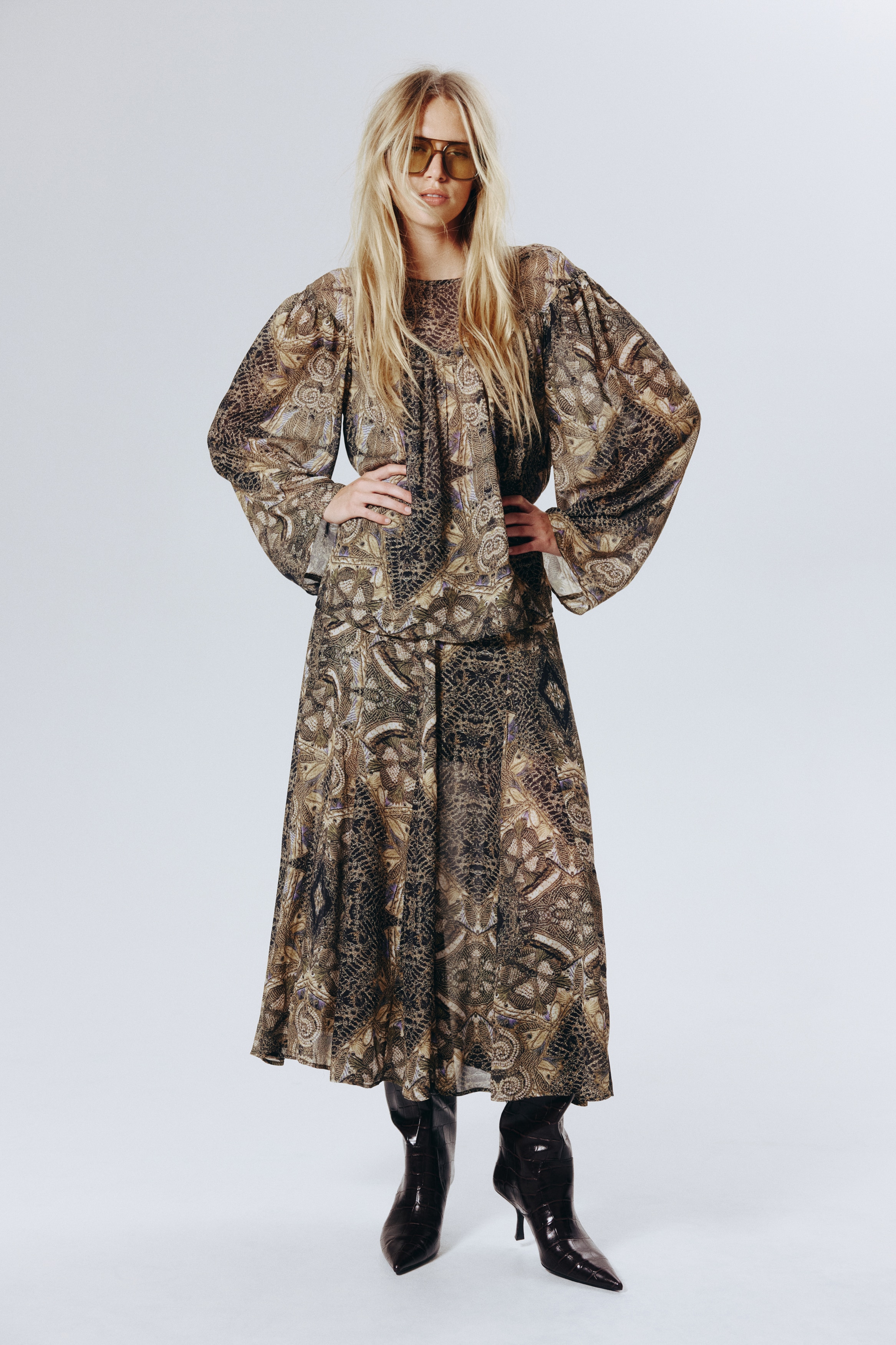 Bluza sa dezenom - Kaki zelena/dezen