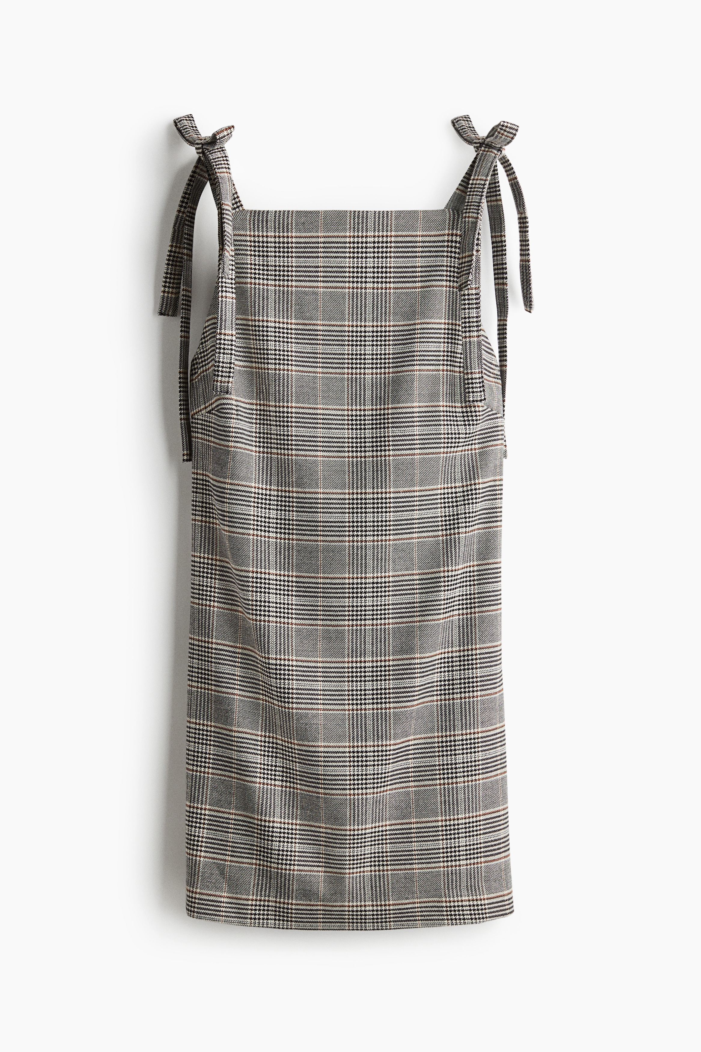 Bow-detail dress - Light beige/Checked