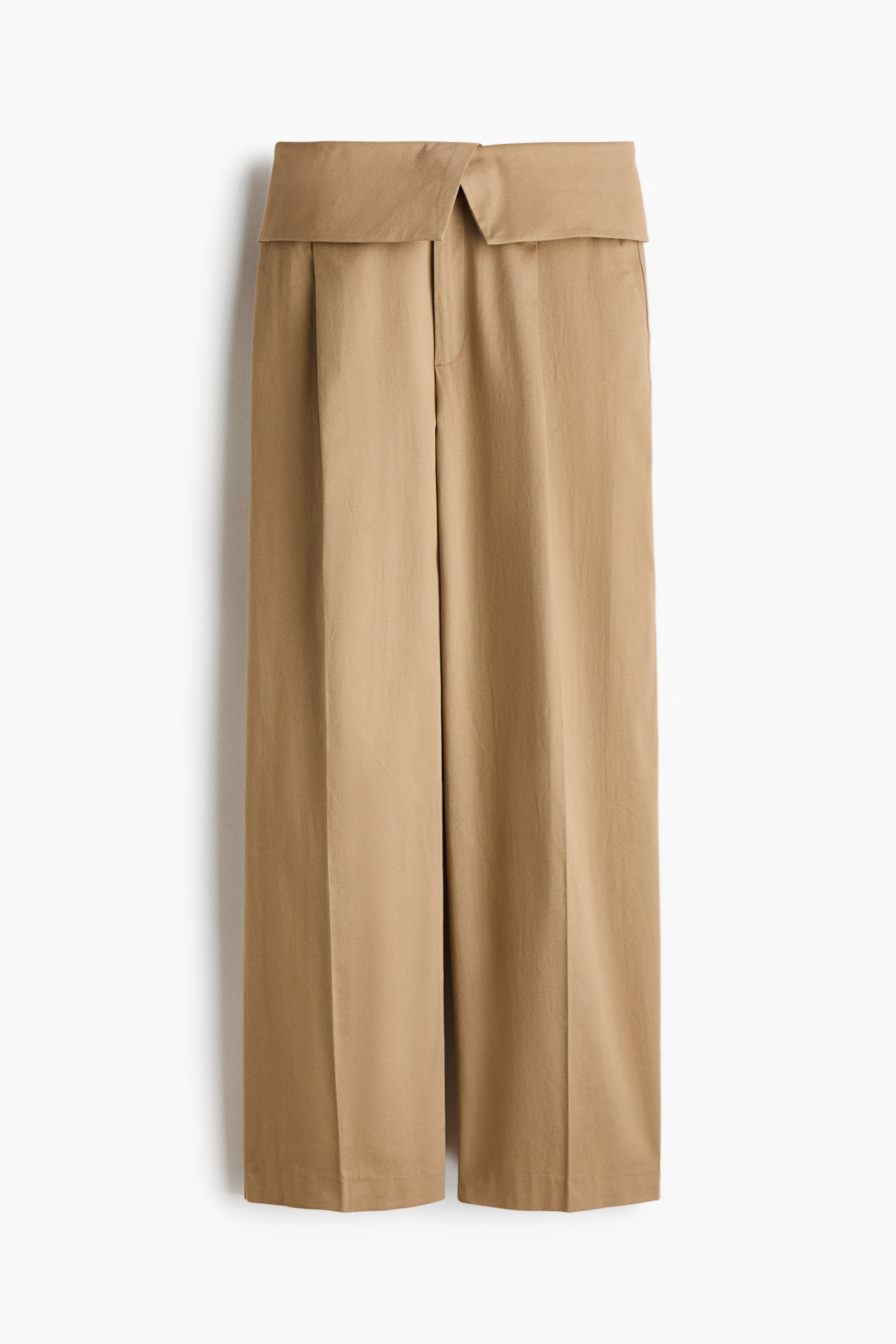 View larger image: Foldover-waist cotton trousers - Beige - Ladies | H&M 1