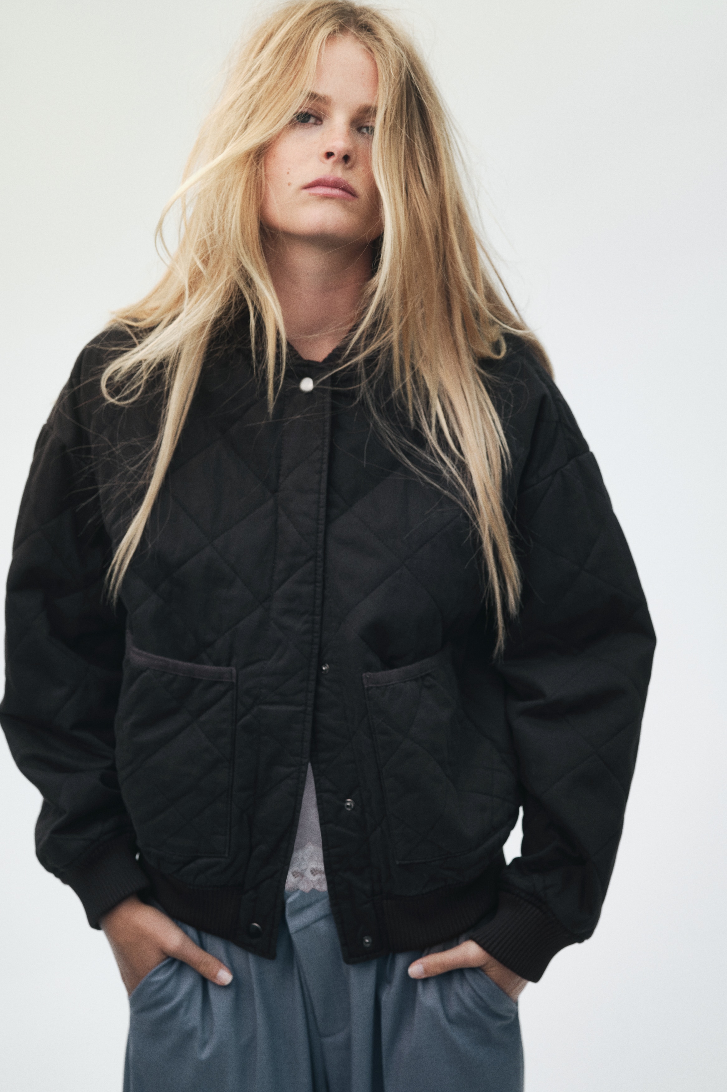 Quilted bomber jacket