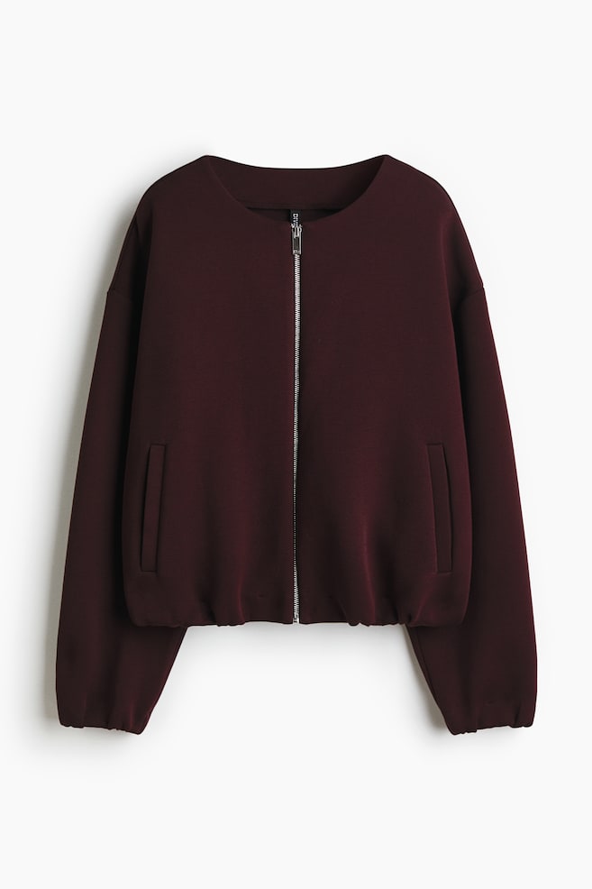 Chaqueta sudadera efecto neopreno con cremallera - Burdeos - 1