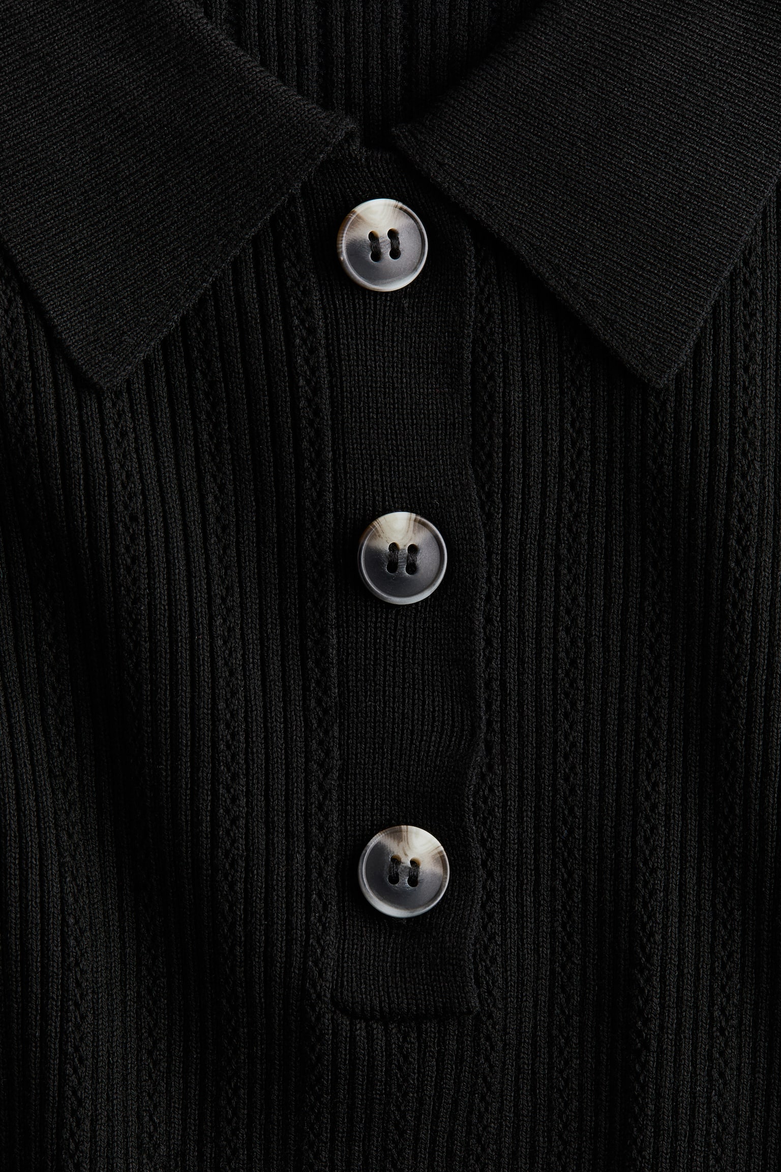 חולצה מסריג פוינטל - שחור/אפור מלאנז' - 6