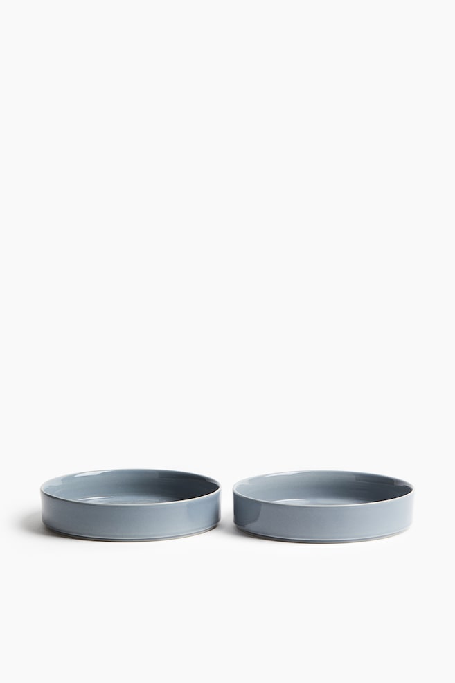2-pack stoneware deep plates - Dusty blue/White/Mole/Brown - 1