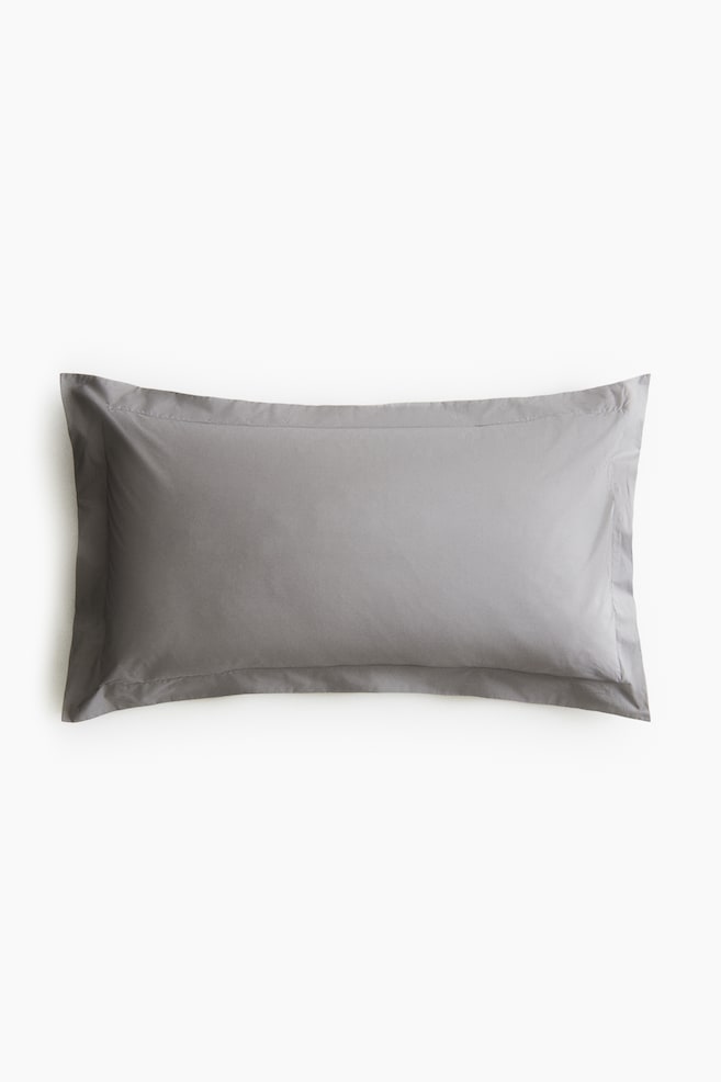 Cotton percale pillowcase - Dark grey/Light mole/Beige - 1
