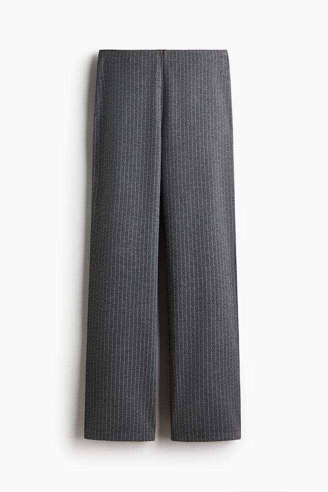 Pantalón de punto con cintura elástica - Gris jaspeado/Raya diplomática - 1