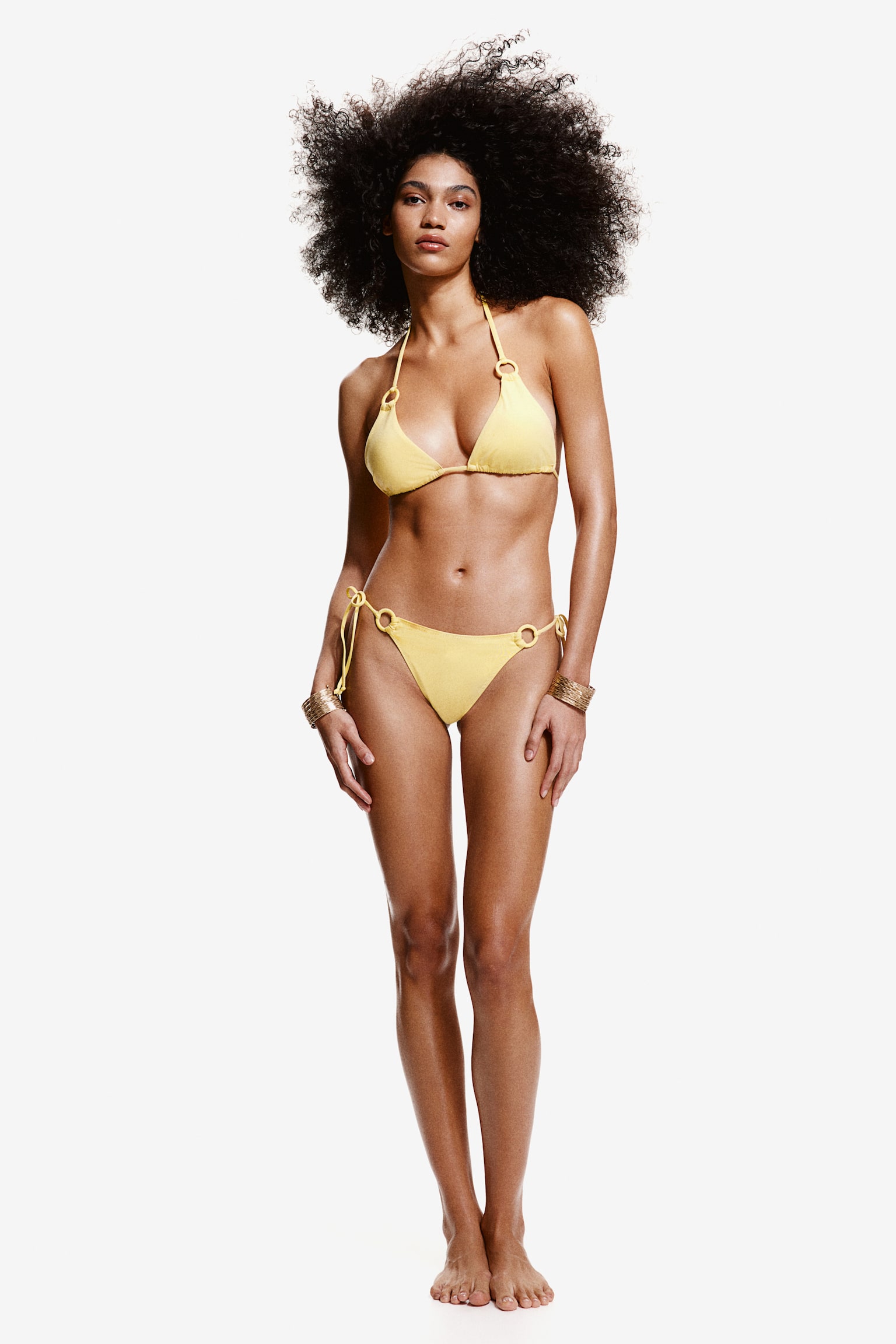 Padded Triangle Bikini Top - Light yellow/Red/Black - 1