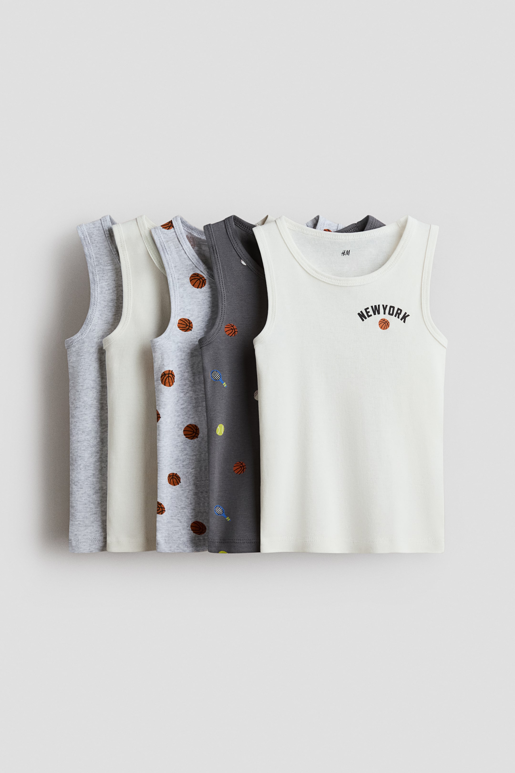 View larger image: 5-pack vest tops - Grey/New York - Kids | H&M 1