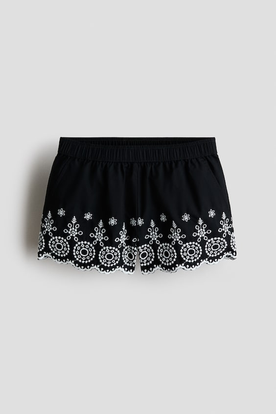 Детские шорты H&M Embroidered Cotton Poplin Shorts
