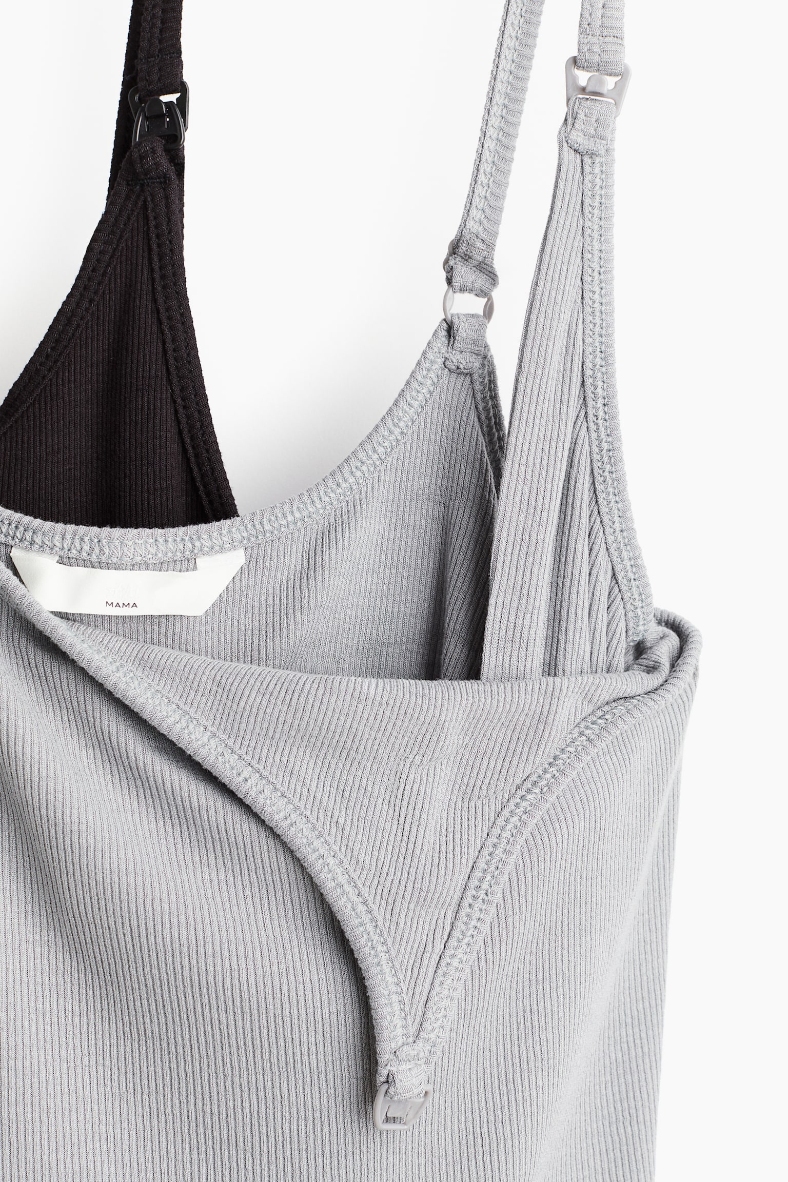 MAMA 2-pack nursing strappy tops - Light grey/Black - 5