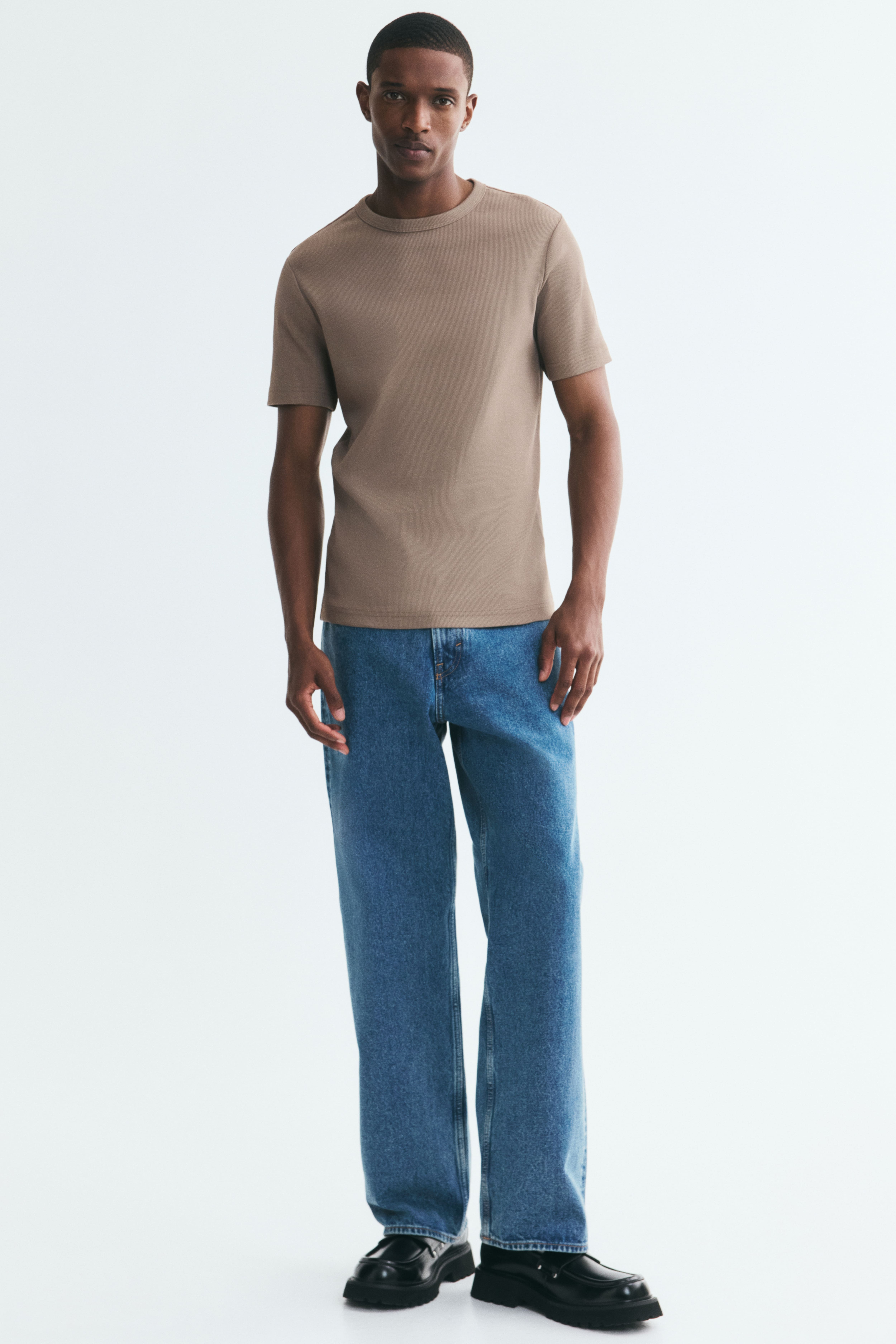 Slim-Fit Ribbed T-Shirt