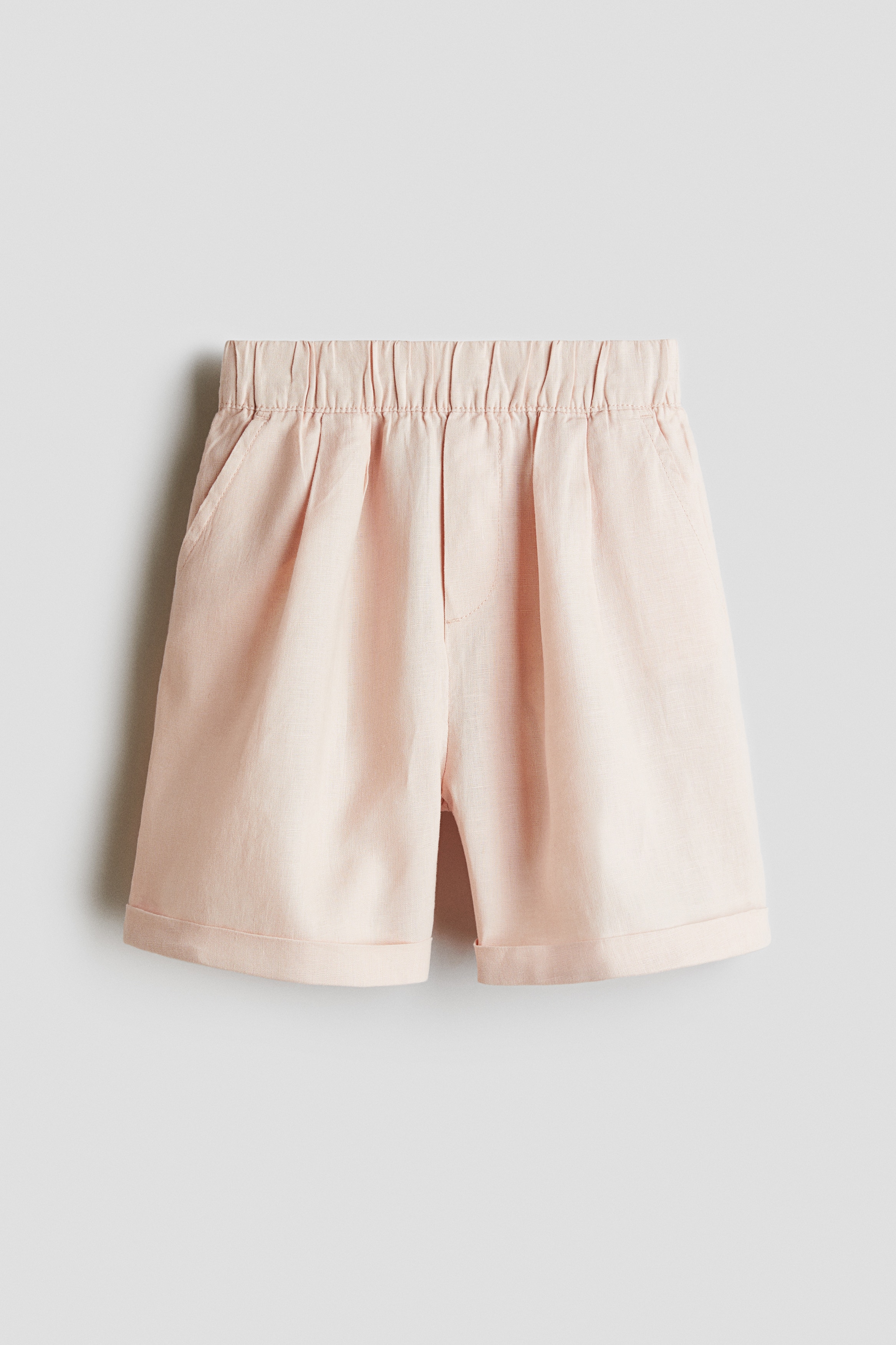 Polvipituiset pellavashortsit - Vaalea persikka/Kermanvaalea