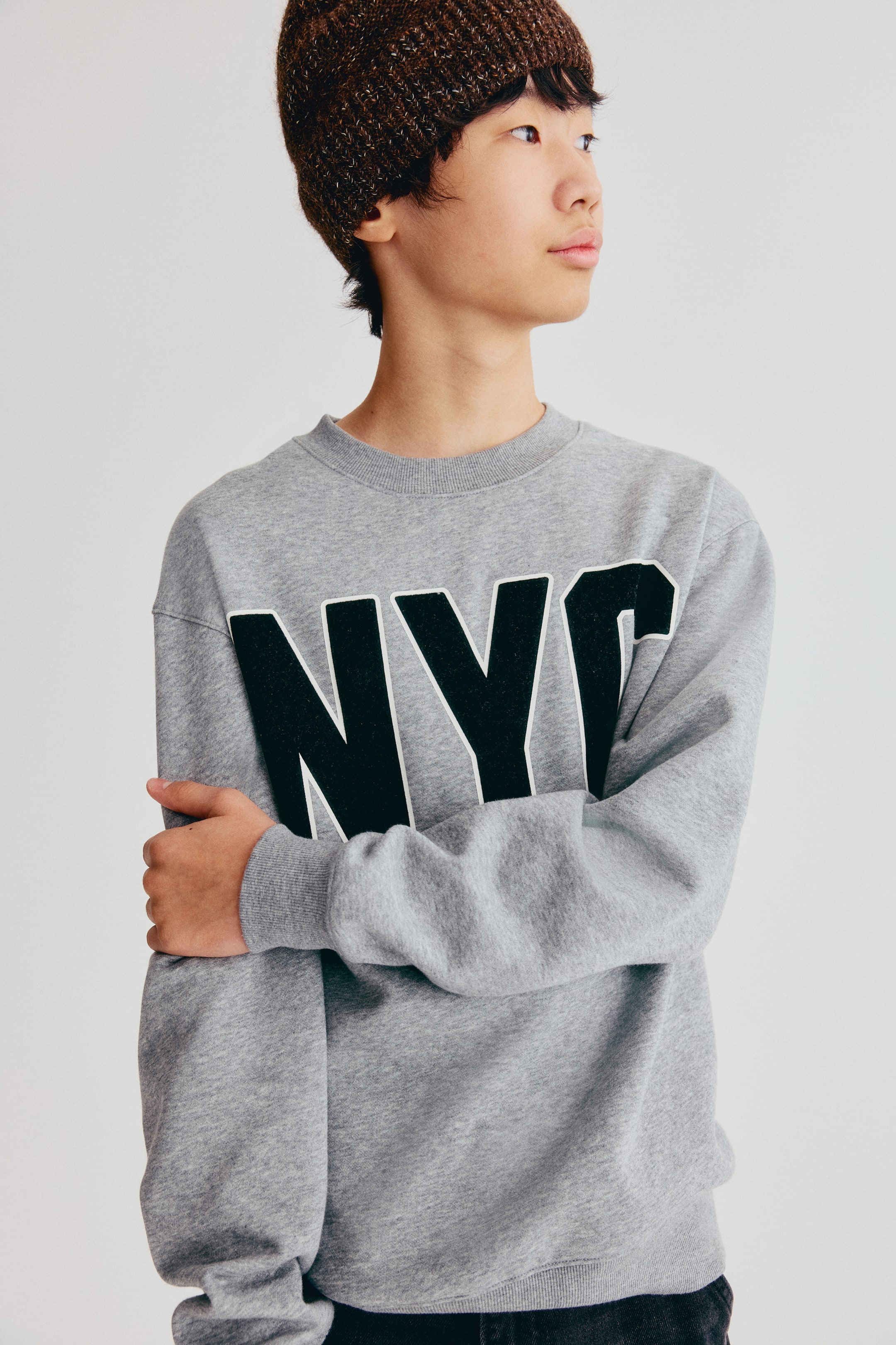 Motif-Detail Brushed-Inside Sweatshirt