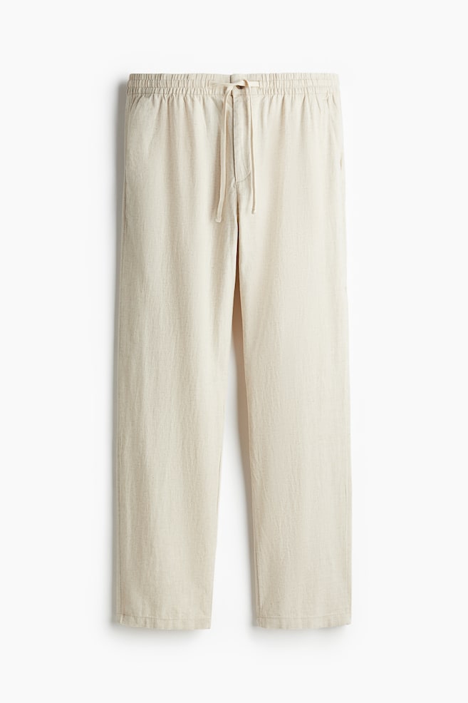 Pantaloni din amestec de in Regular Fit - Crem/Alb/Bej-închis - 1