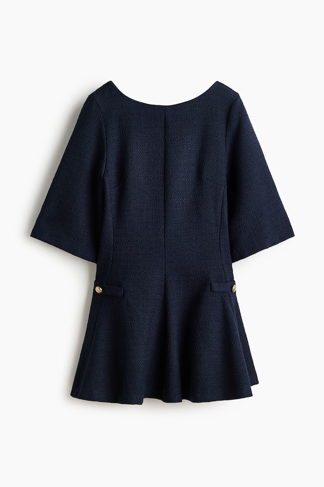 Bouclé Dress - Navy blue/Light beige - 1