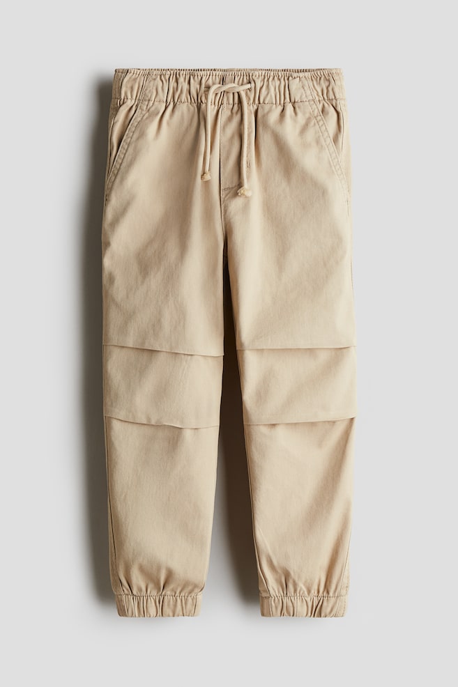 Pantalon jogger en twill - Beige - 1