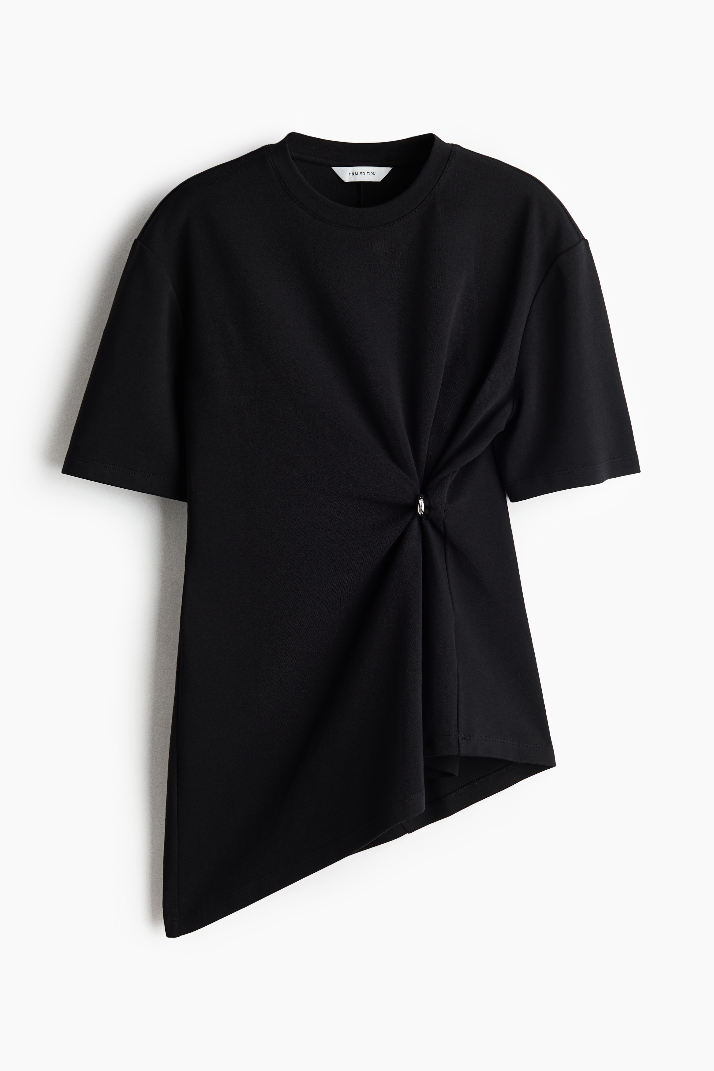 Top asimétrico con detalle drapeado - Negro/Topo/Crema
